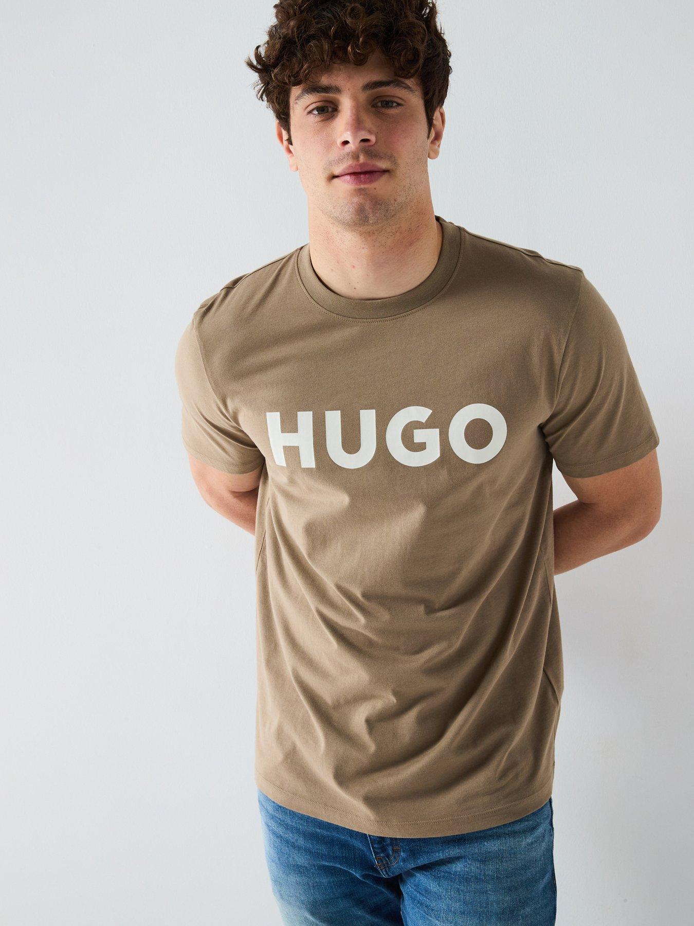 HUGO Dulivio Regular Fit Large Logo T-Shirt - Medium Brown