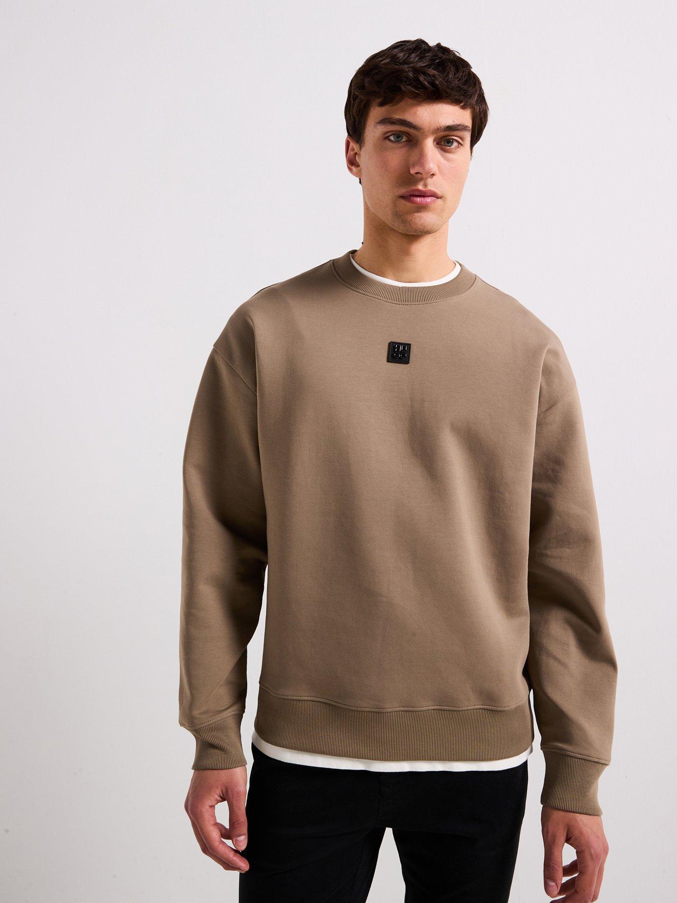 undefined Dettil Relaxed Fit Logo Crew Neck Sweatshirt - Brown