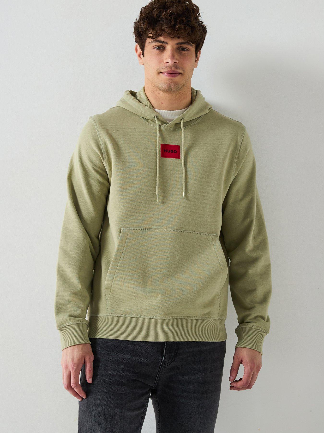 front image of hugo-daratschi214-centre-patch-logo-hoodie-green