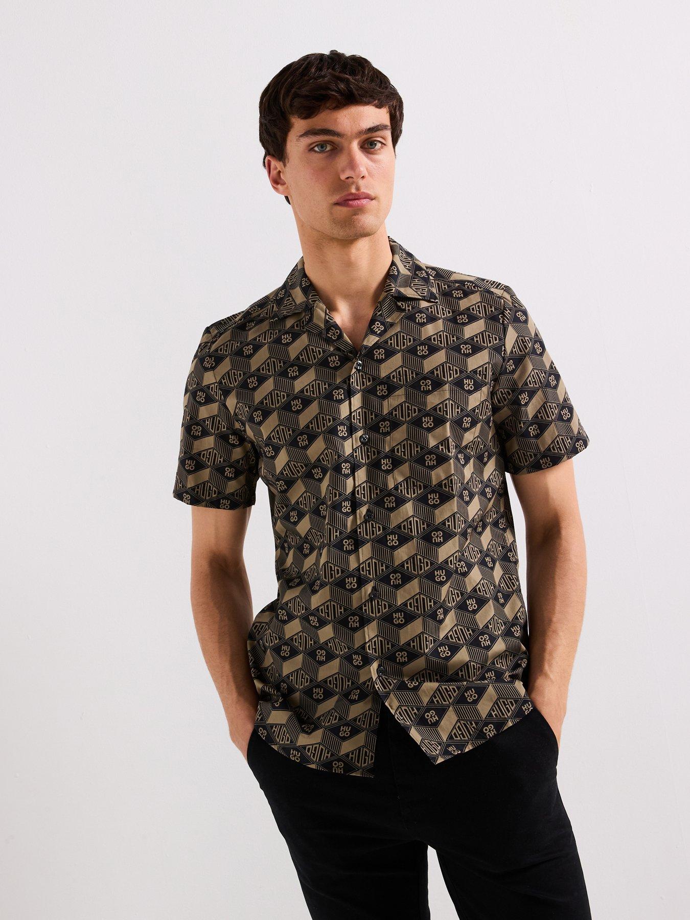 hugo-ellino-relaxed-all-over-geo-logo-short-sleeve-shirt--black