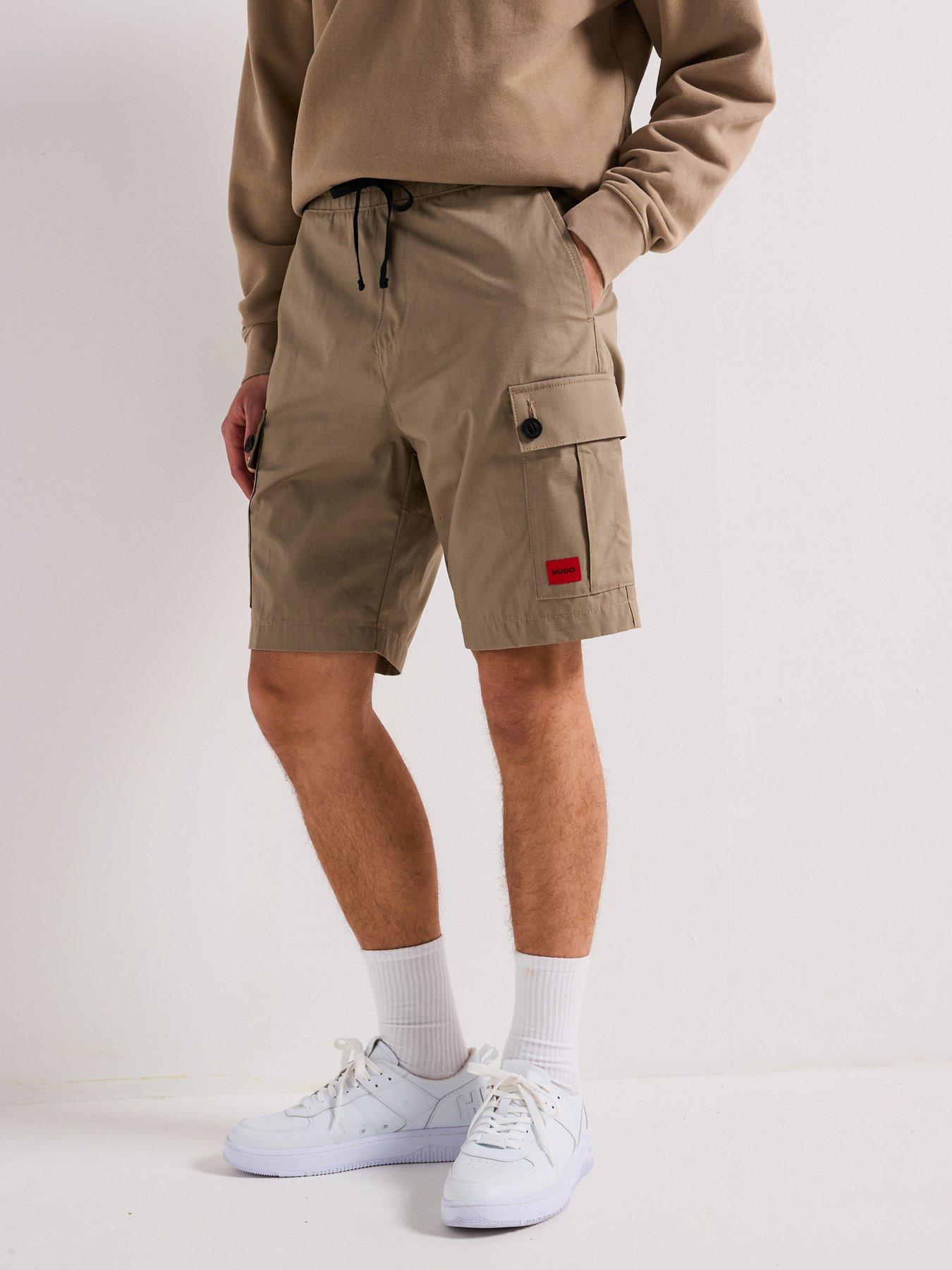 hugo-garlio242-regular-fit-drawstring-cargo-shorts-brown