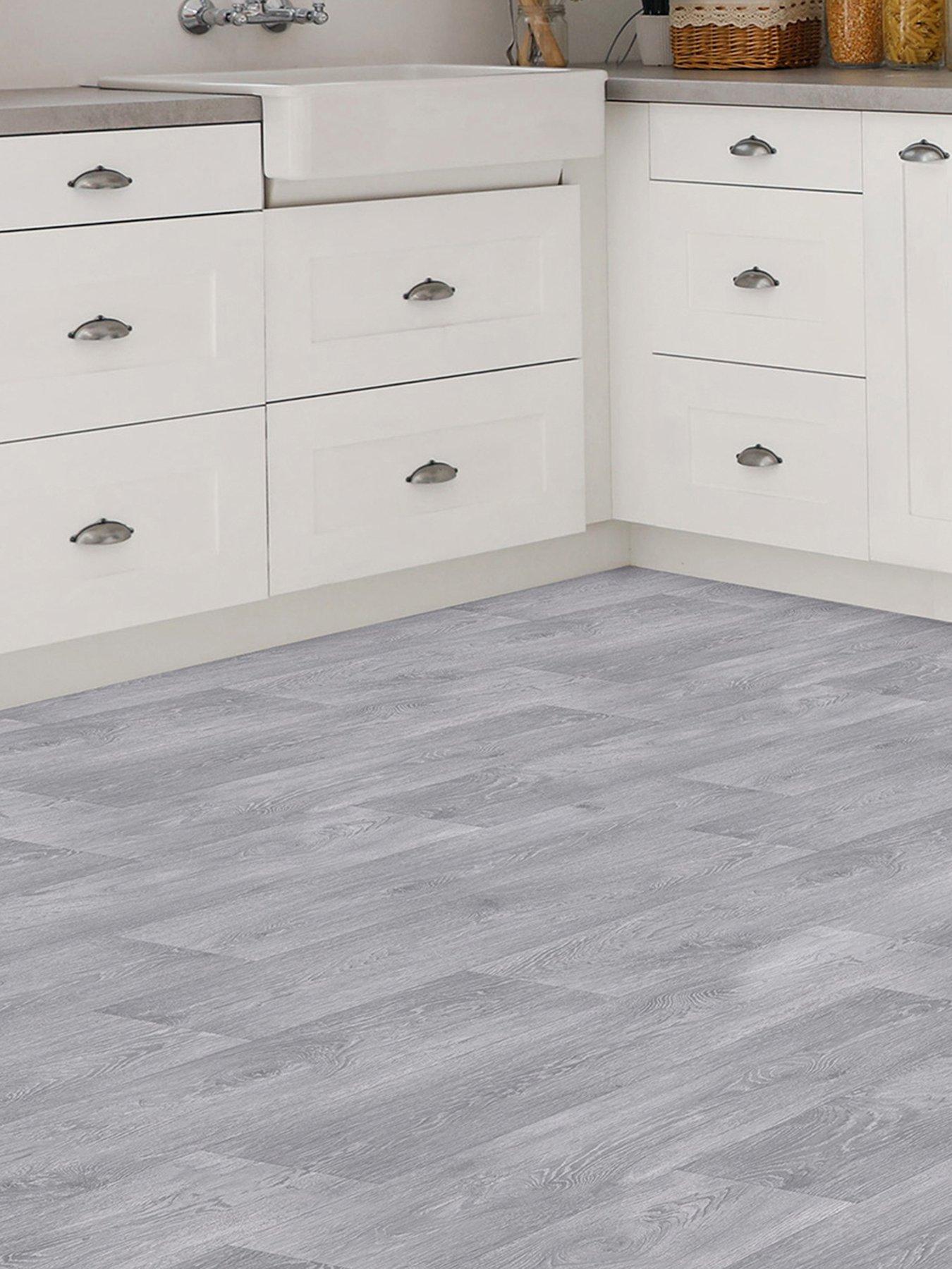 undefined Grey Oak Look Pre-Cut Vinyl Flooring – 3 x 2 metres