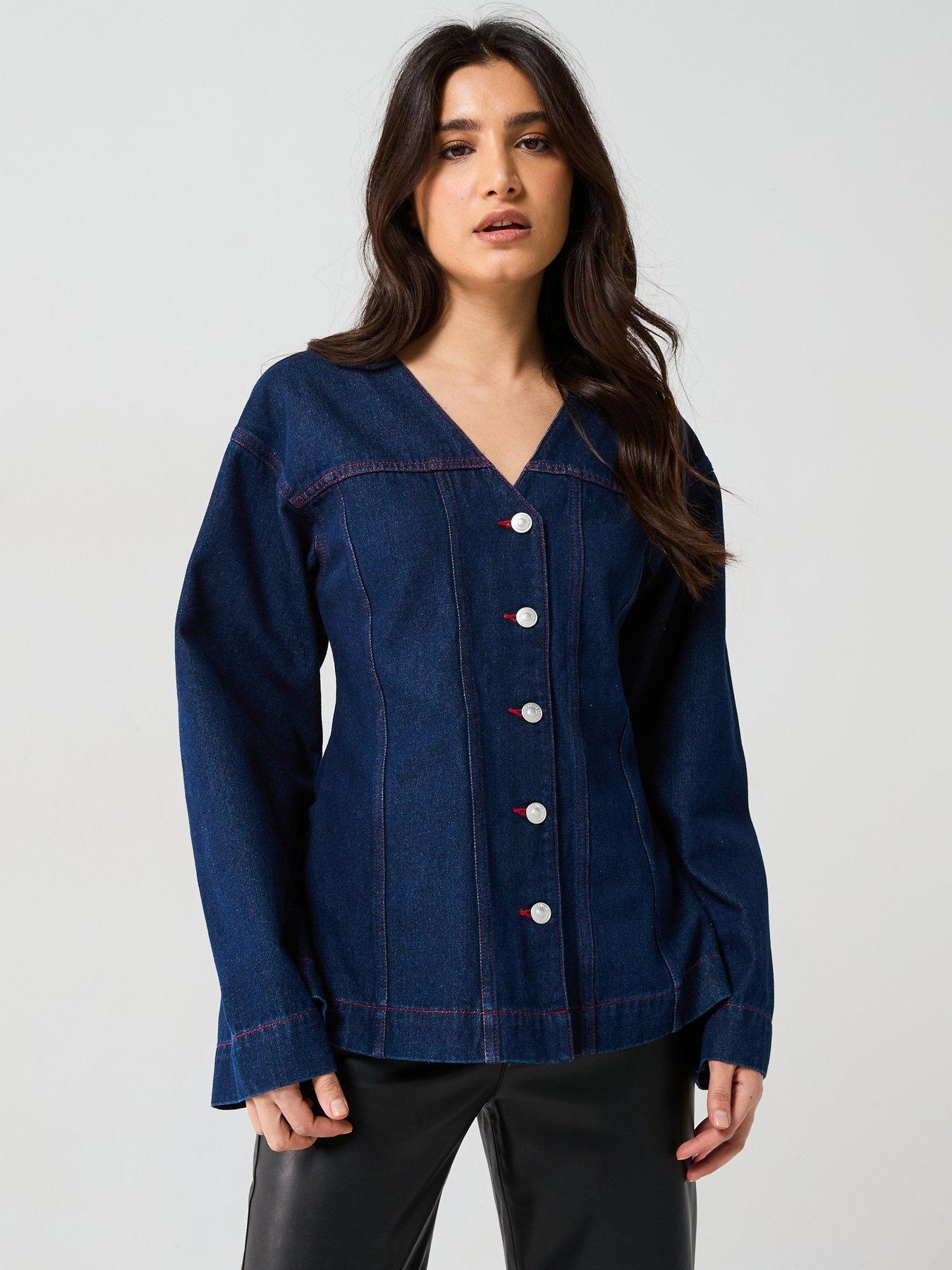 PIECES Denim Fitted Denim Shirt - Blue