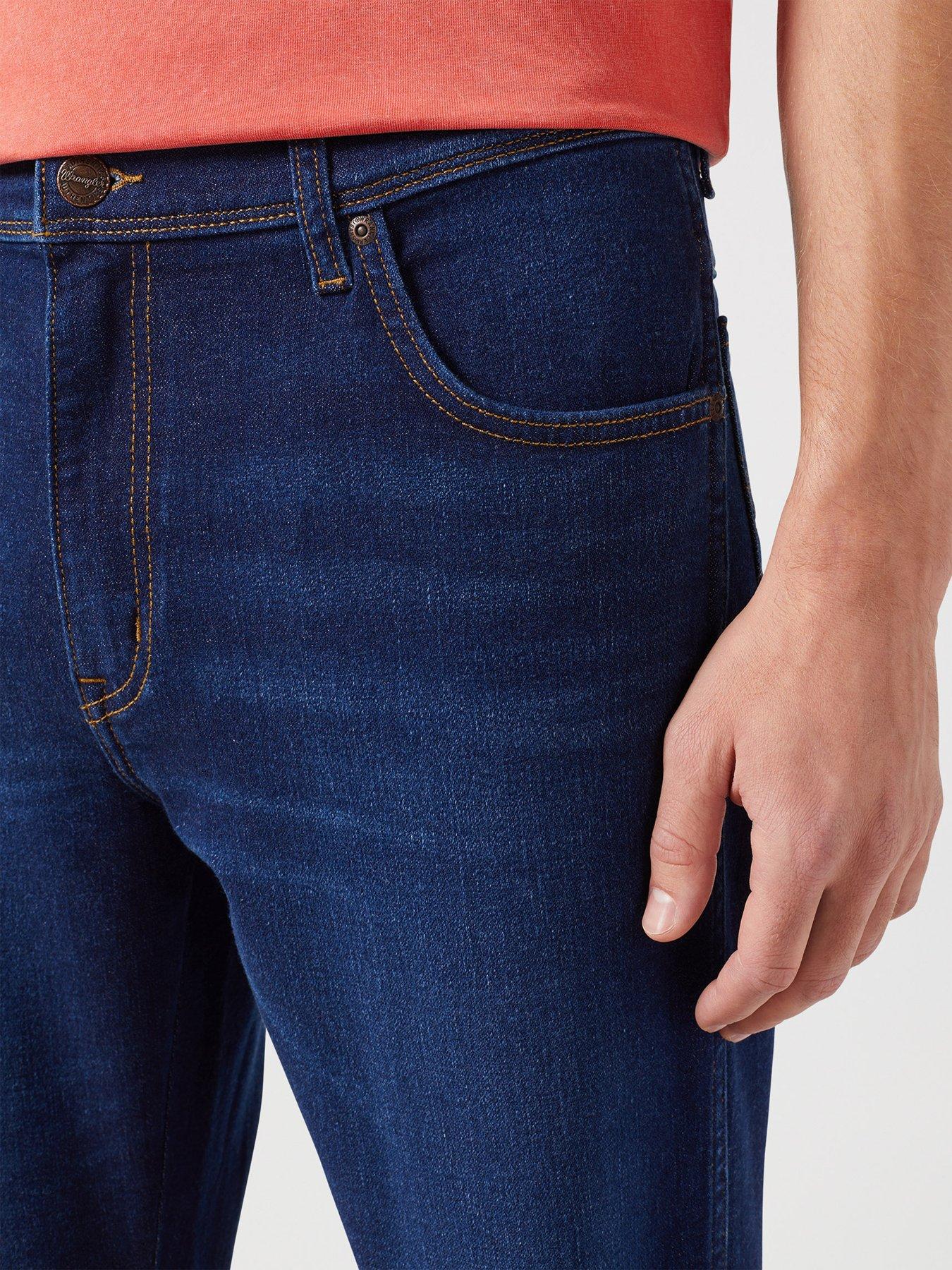  image of wrangler-texas-authentic-slim-fit-jeans-dark-blue