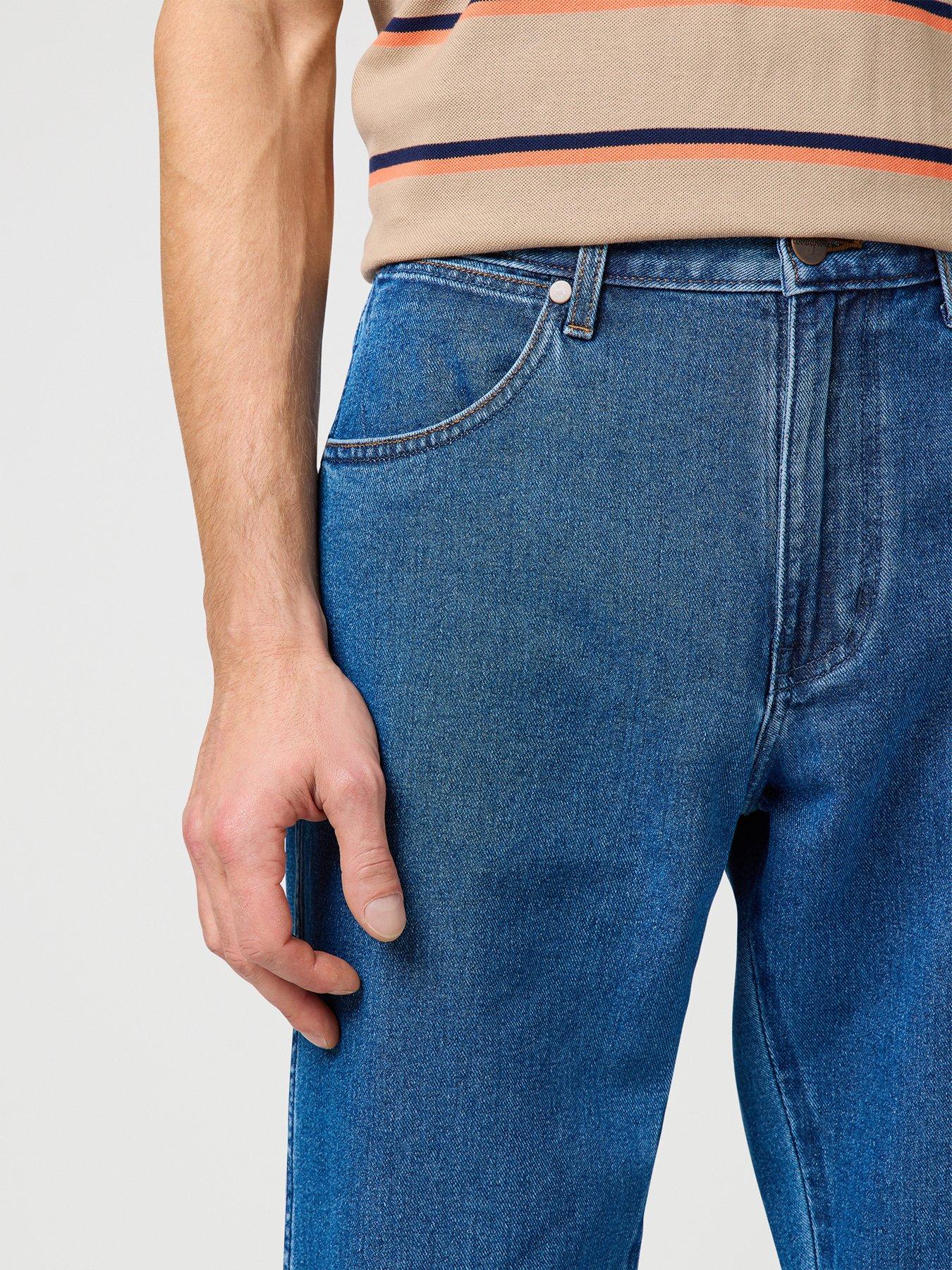  image of wrangler-frontier-relaxed-straight-fit-jeans-dark-blue
