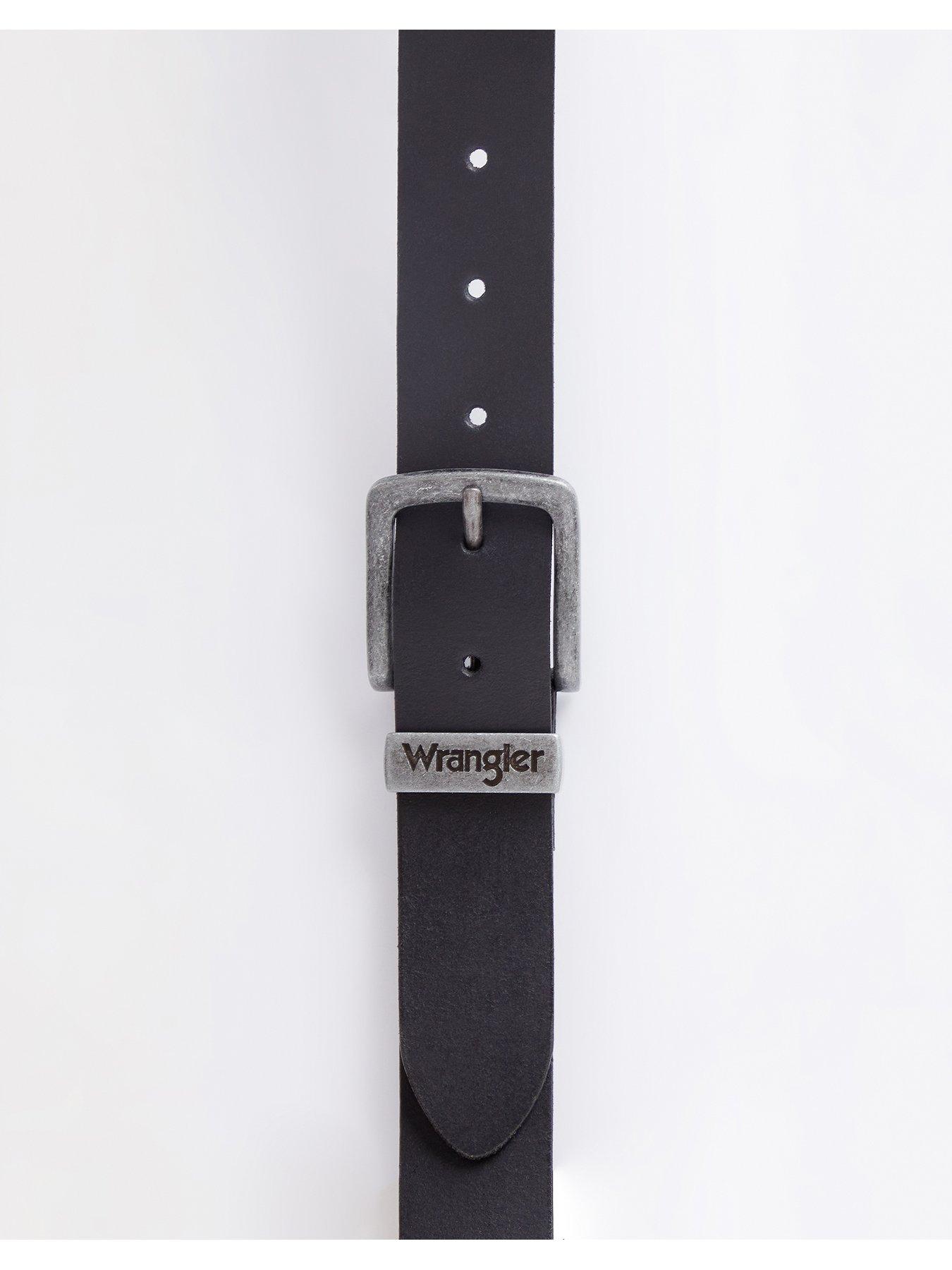  image of wrangler-metal-loop-leather-belt--black