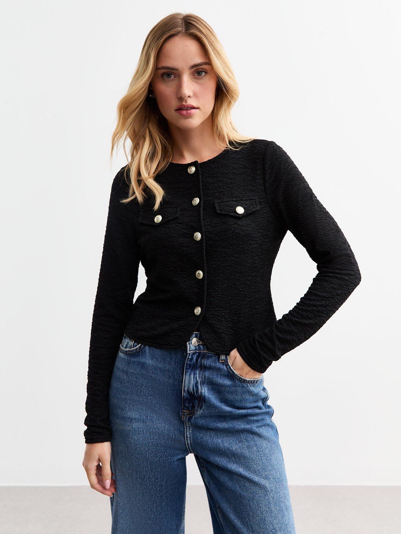  image of new-look-black-crinkle-texture-cardigan