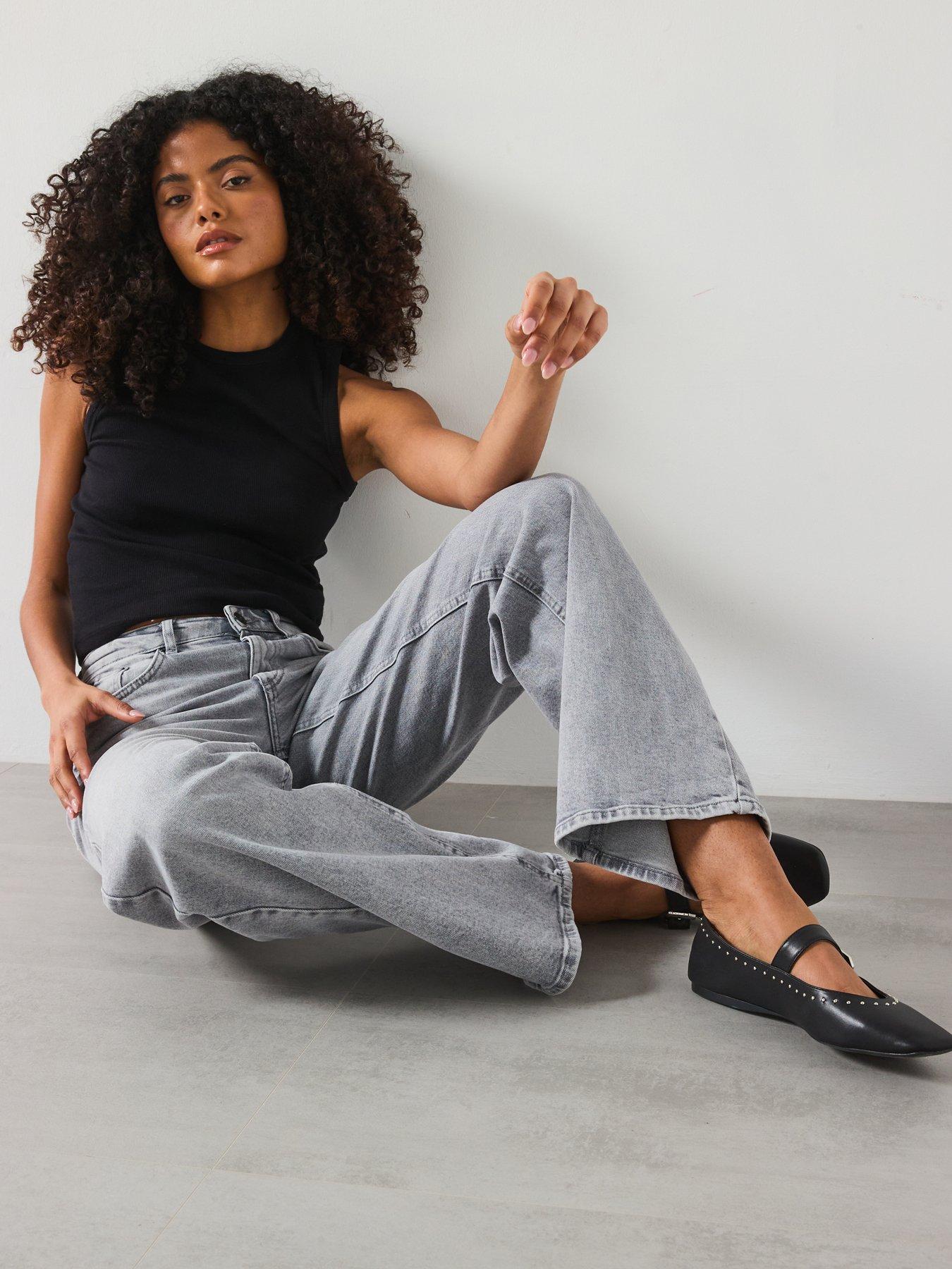  image of only-high-waist-wide-leg-comfort-stretch-jean-medium-grey