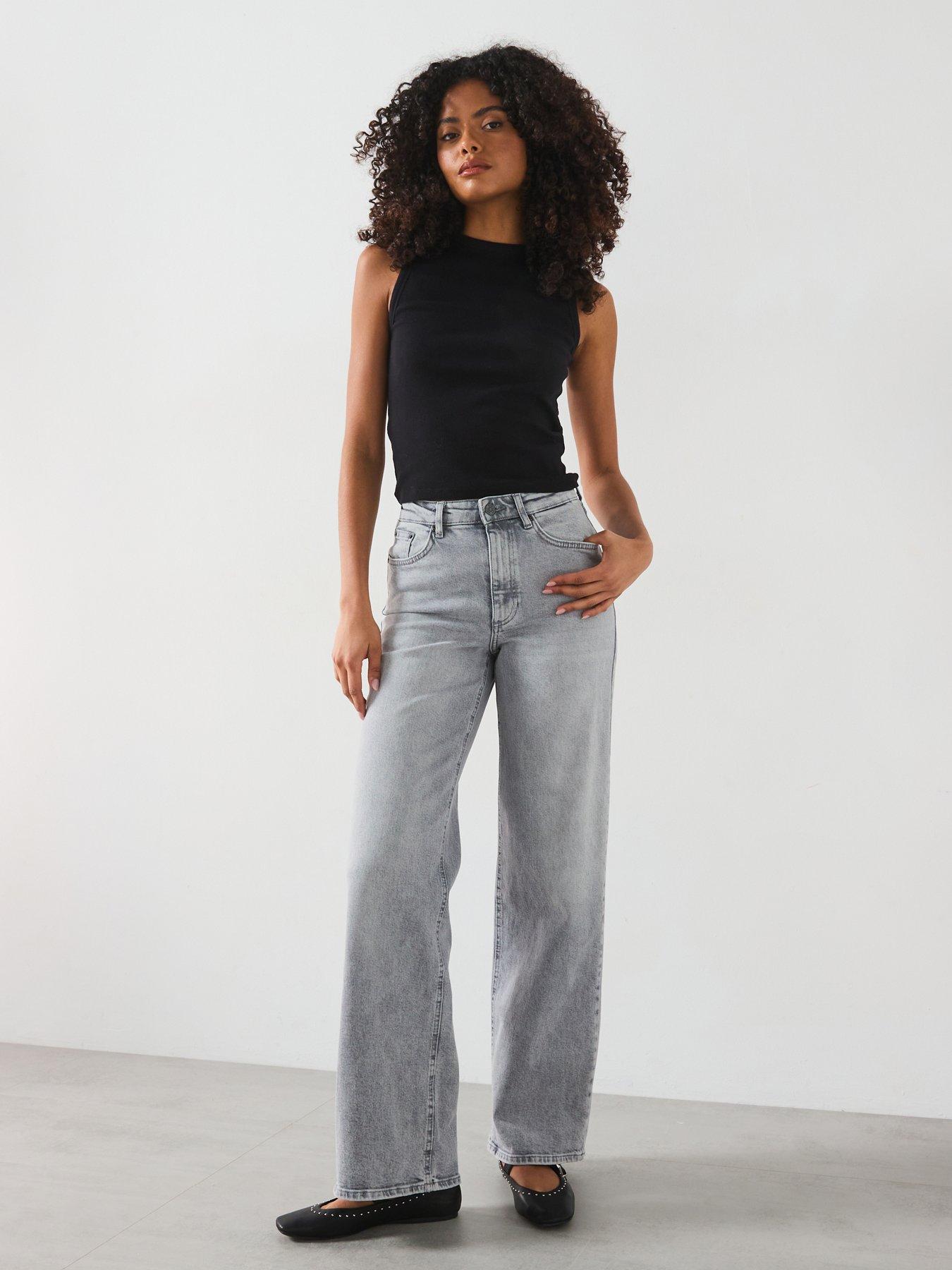  image of only-high-waist-wide-leg-comfort-stretch-jean-medium-grey