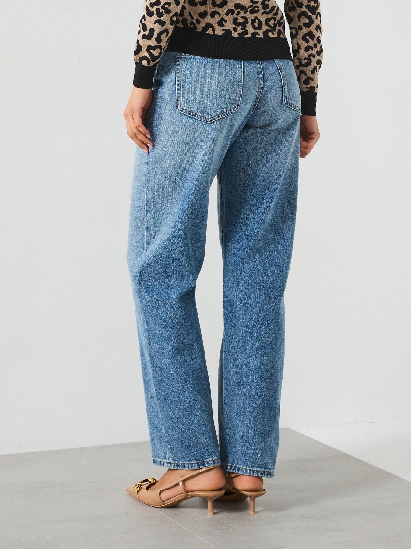  image of only-mid-waist-straight-jean-medium-blue-denim