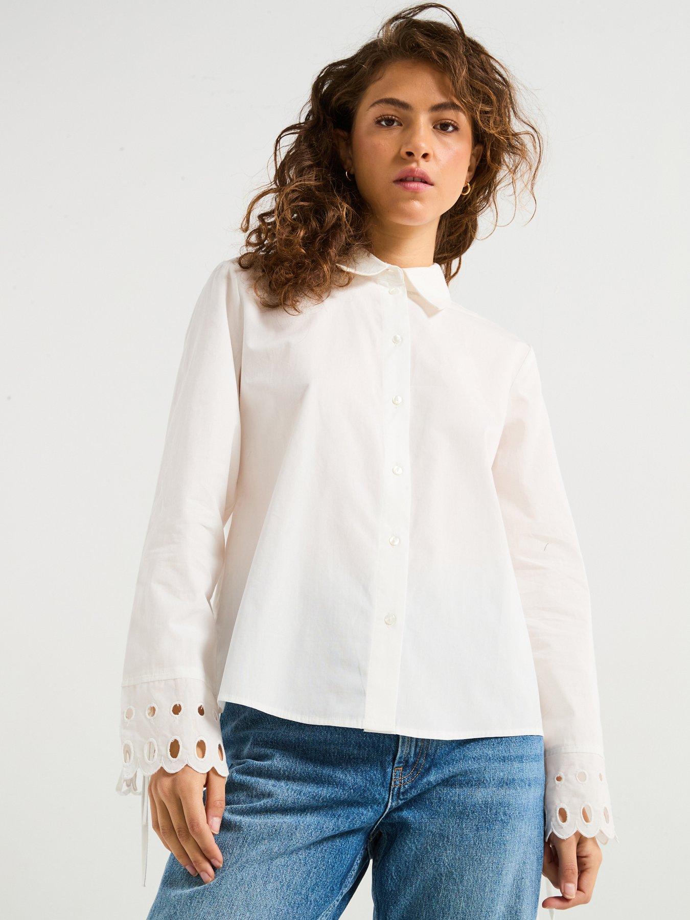 undefined Long Sleeve Cut Out Shirt - White