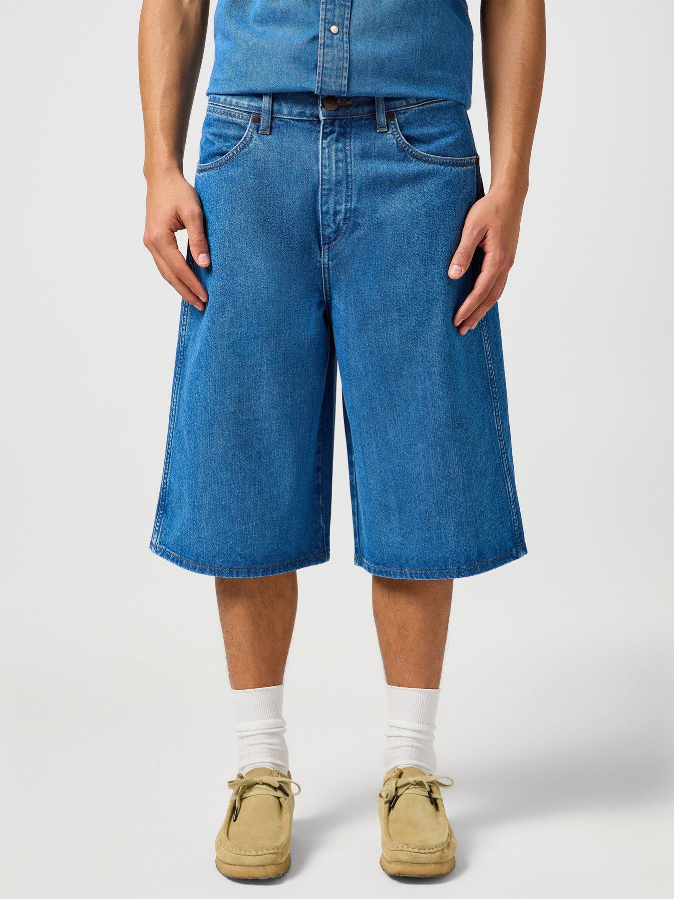  image of wrangler-jort-midi-length-denim-shorts-blue