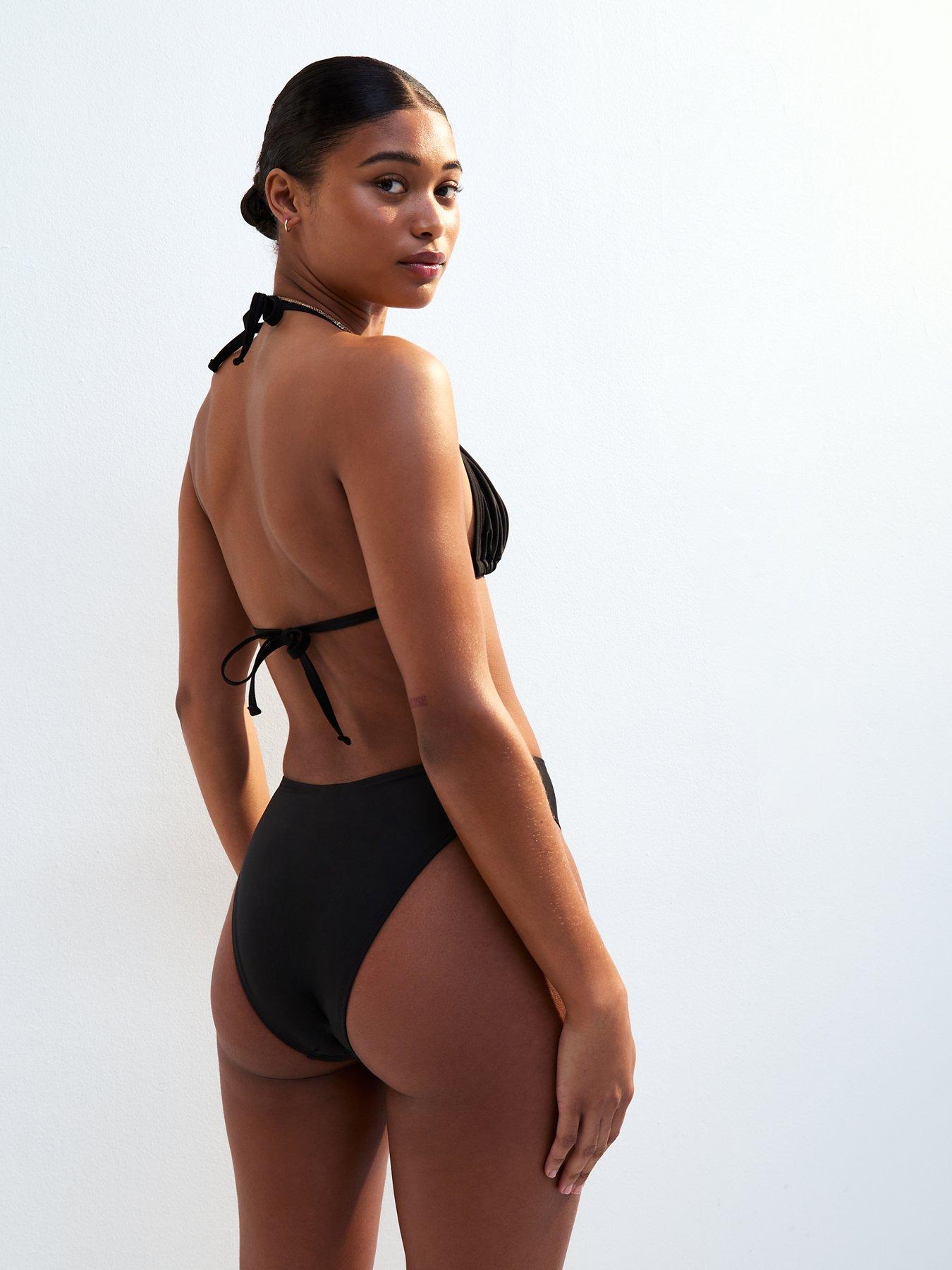  image of new-look-mix-and-match-basic-high-leg-high-waisted-bikini-bottoms-black