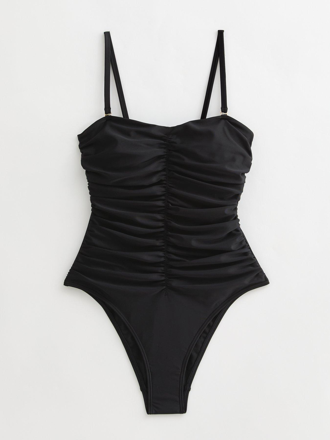  image of new-look-ruched-front-swimsuit-black
