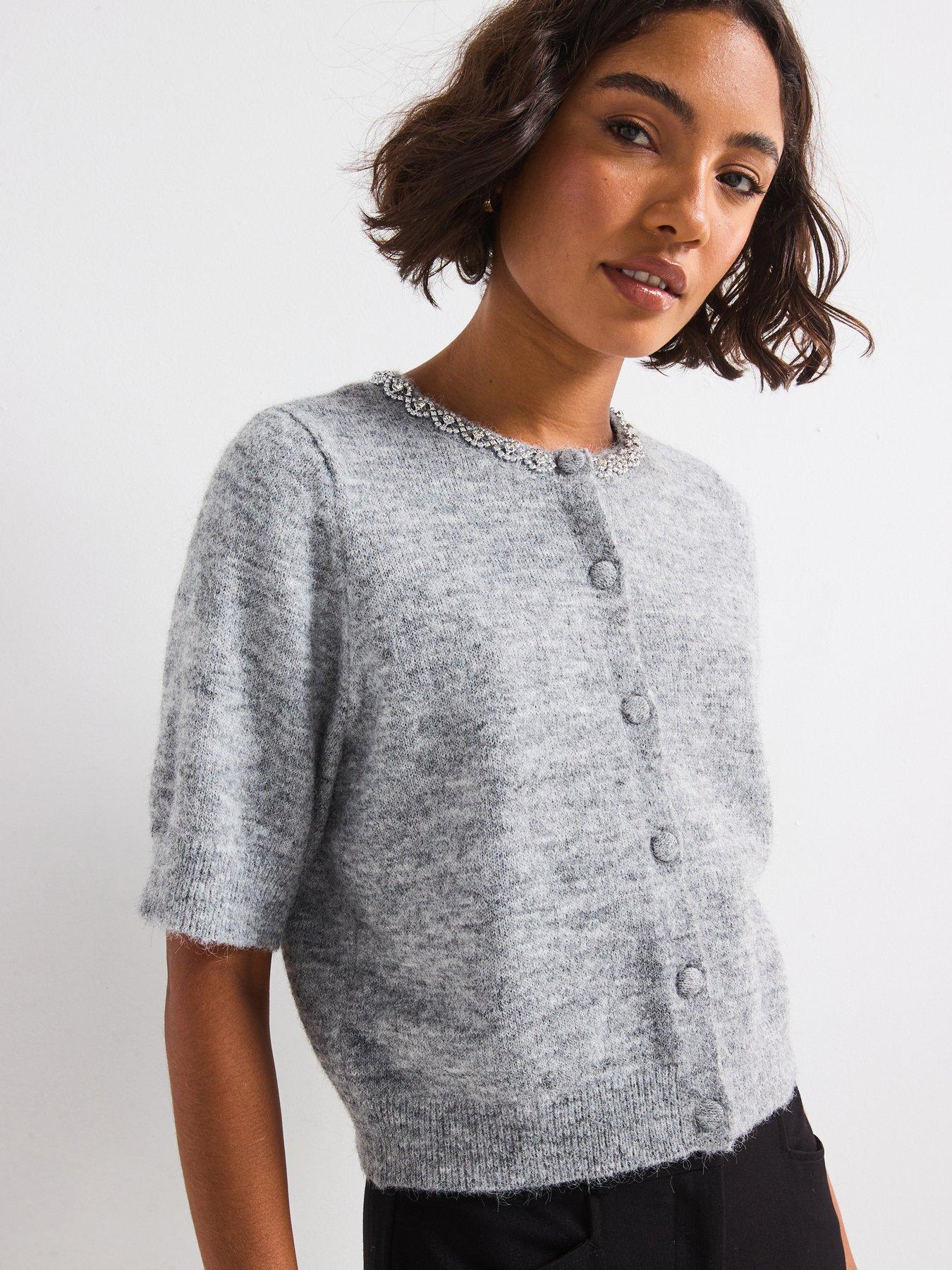 jdy-diamante-trim-short-sleeve-cardigan-medium-grey