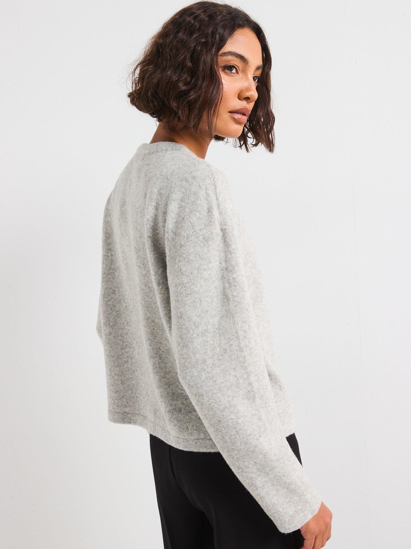  image of jdy-long-sleeve-one-button-knitted-cardigan-light-grey