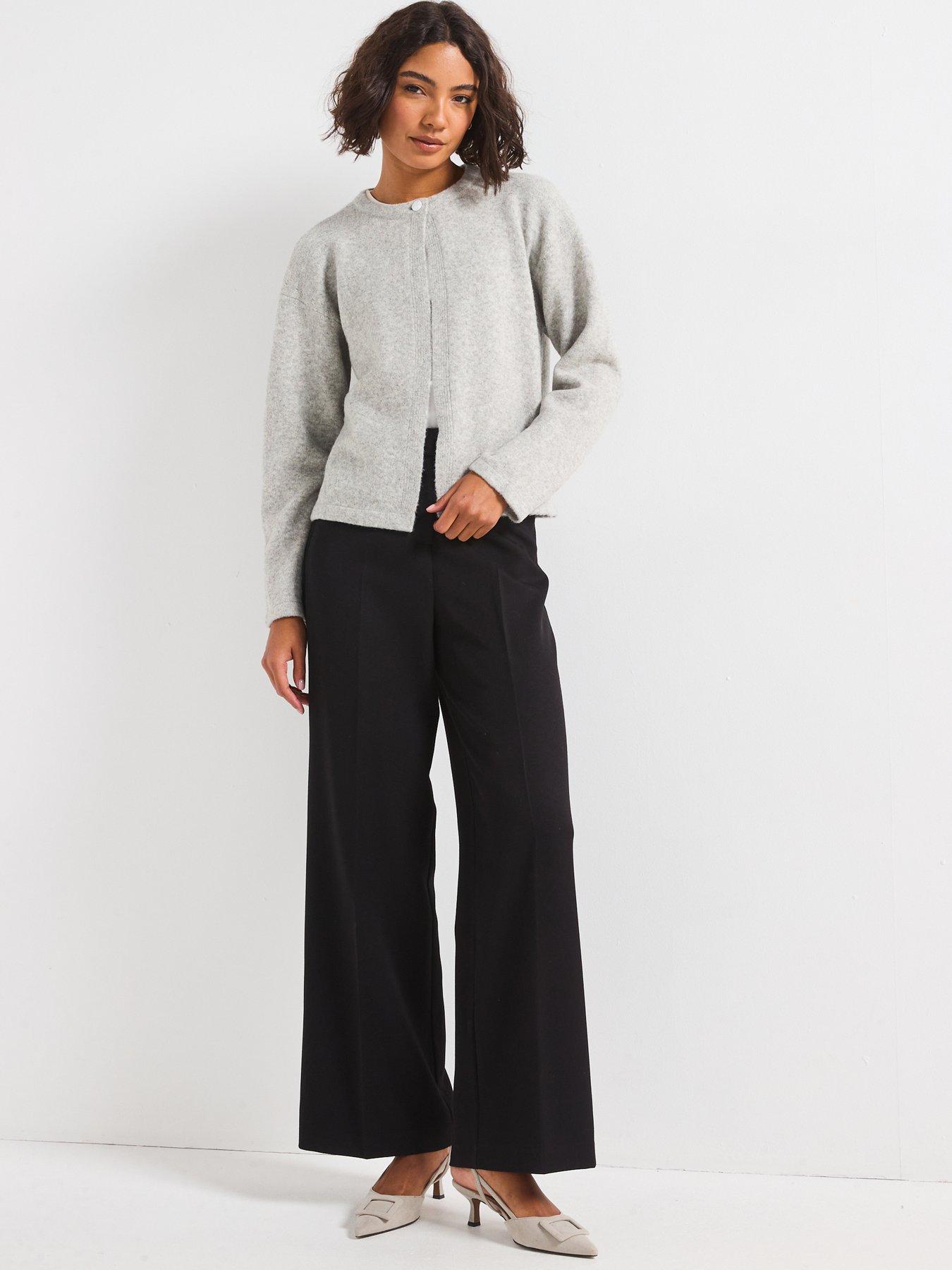  image of jdy-long-sleeve-one-button-knitted-cardigan-light-grey