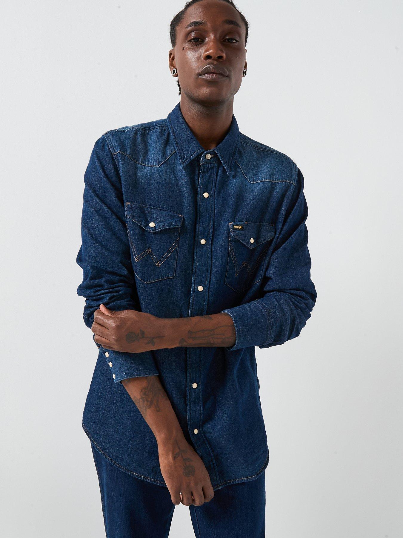 Wrangler 27MW Long Sleeve Denim Shirt - Dark Blue