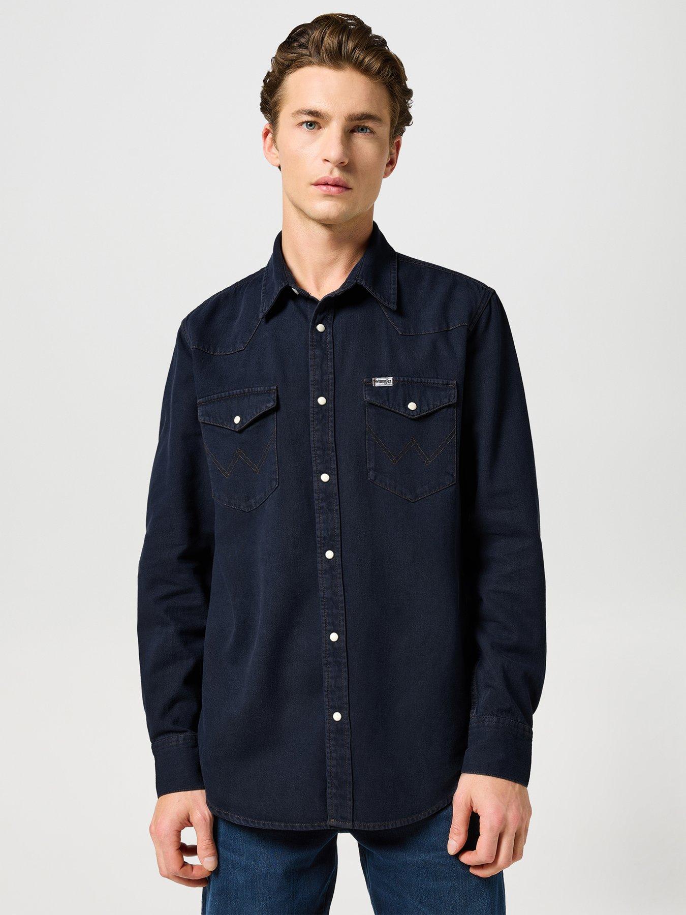 wrangler-long-sleeve-western-denim-shirt-blue