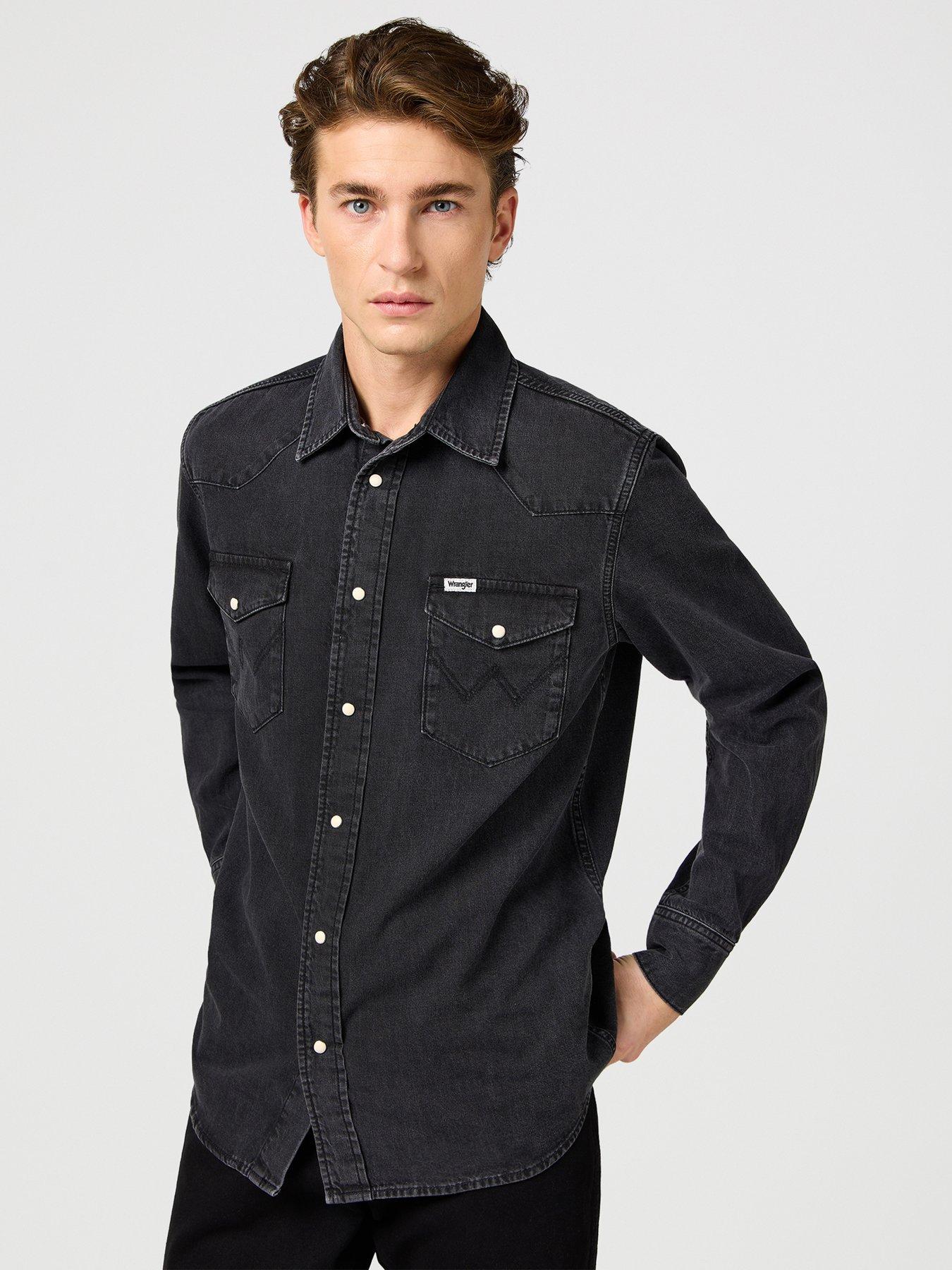 wrangler-long-sleeve-western-denim-shirt-black