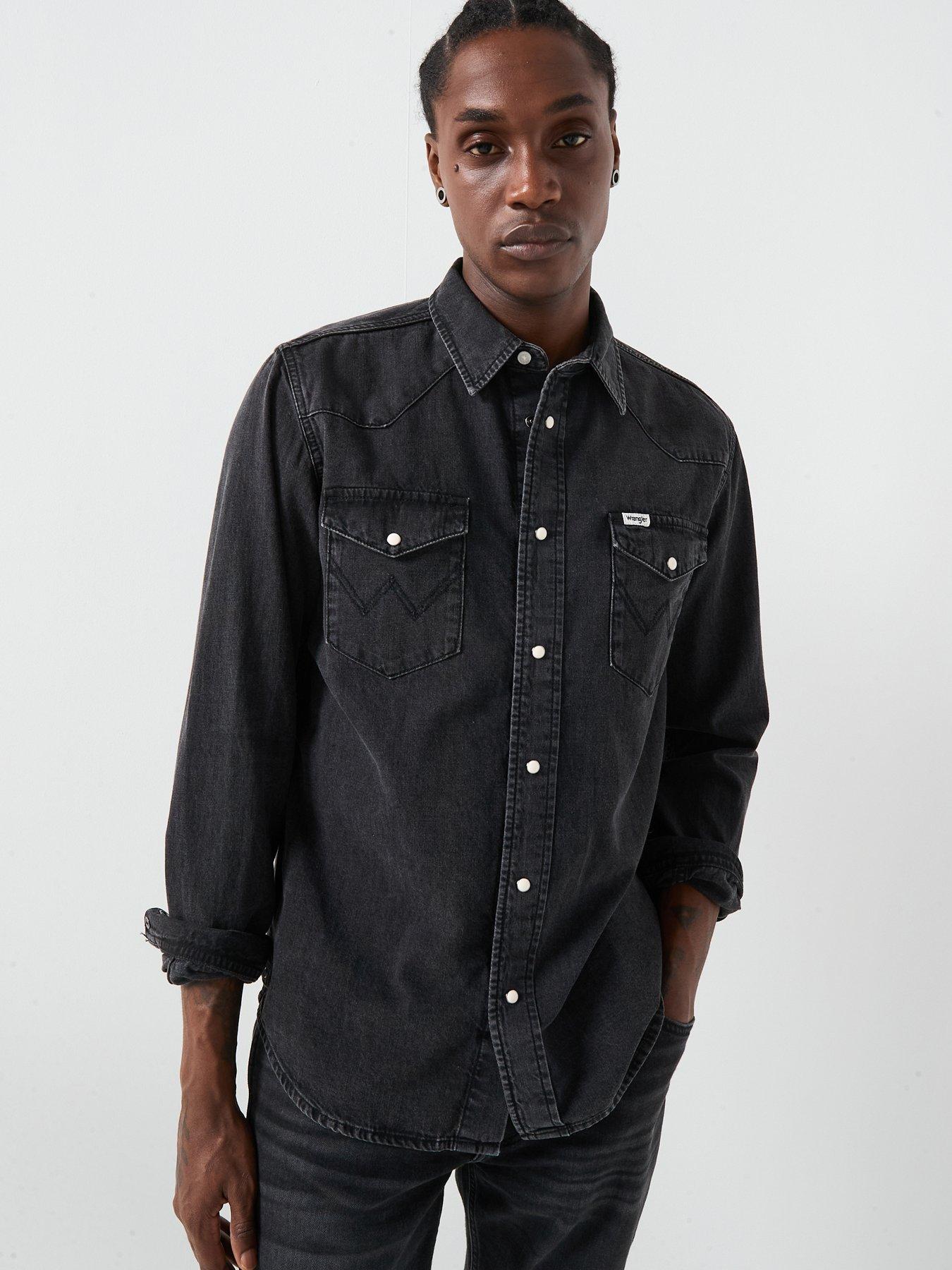 Wrangler Long Sleeve Western Denim Shirt - Black