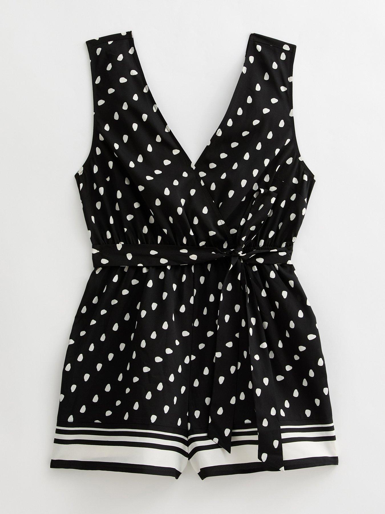  image of new-look-polka-dot-bordered-sleeveless-playsuit-print