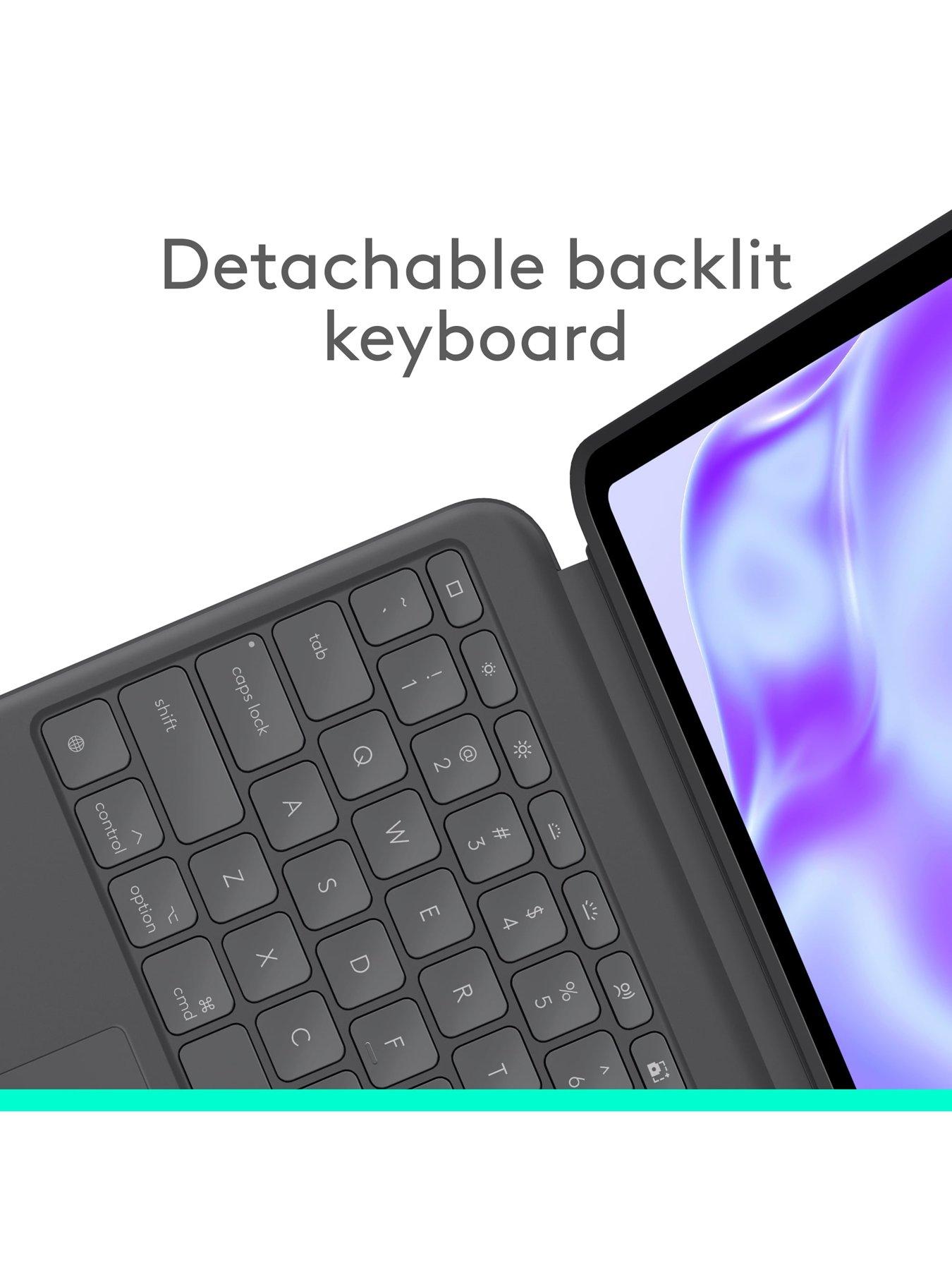  image of logitech-combo-touch-ipad-pro-13-inch-m42024-keyboard-case-detachable-backlit-keyboard-with-kickstand-multi-use-mode-graphite