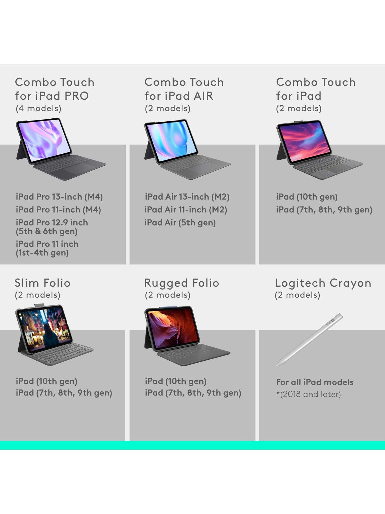  image of logitech-combo-touch-ipad-pro-13-inch-m42024-keyboard-case-detachable-backlit-keyboard-with-kickstand-multi-use-mode-graphite