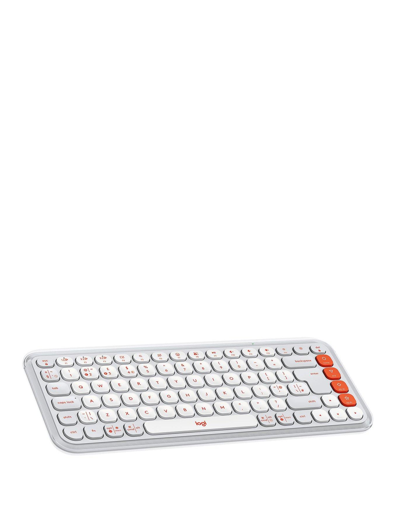 undefined POP ICON KEYS Wireless Bluetooth Keyboard for Laptop, Tablet, PC – Off-White and Orange