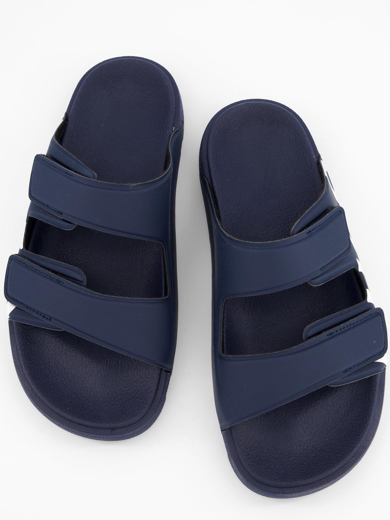  image of hugo-mens-evander-two-strap-logo-sandals-navy