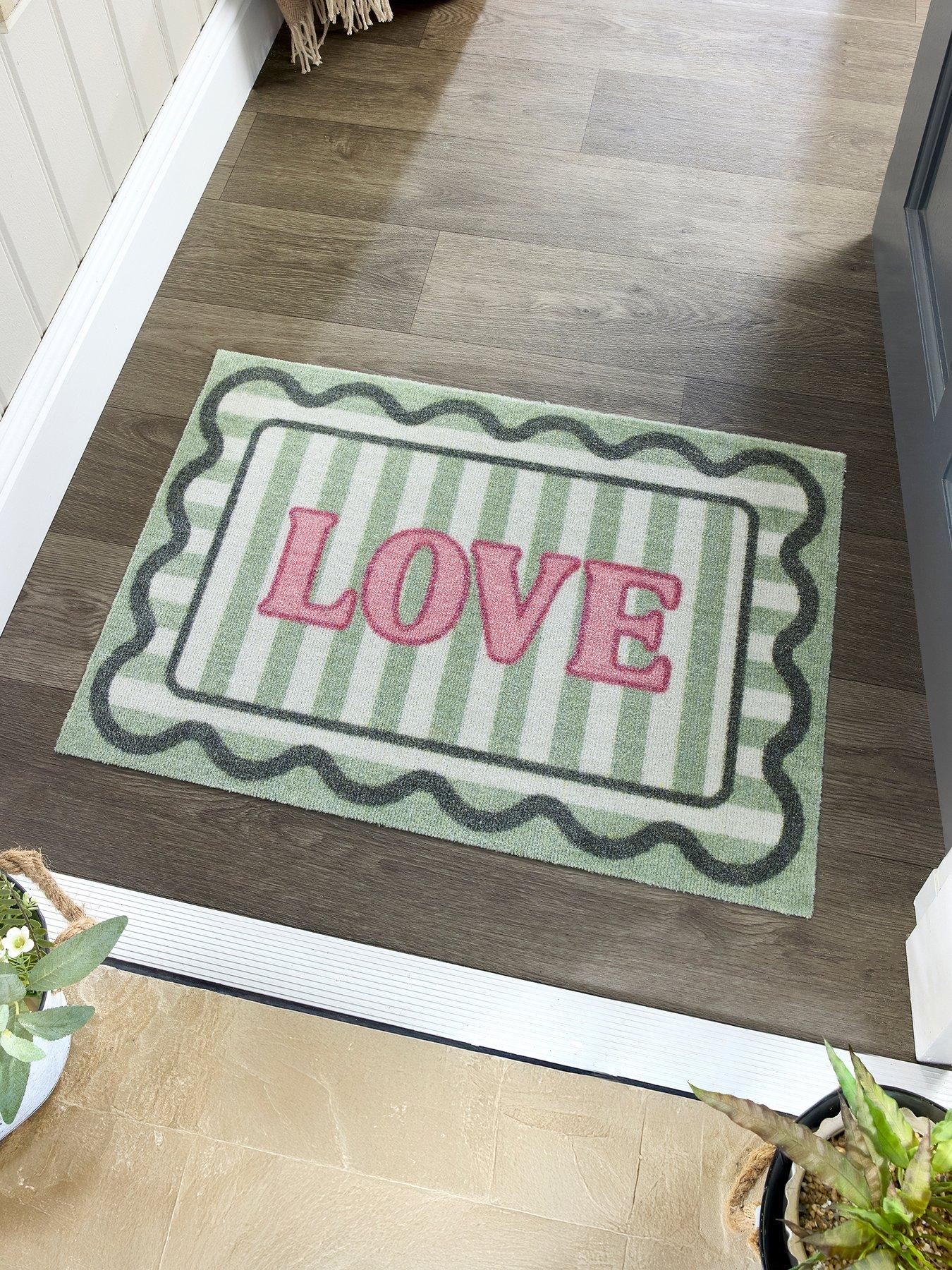 The Very Collection My Love Nylon Washable Doormat 50x75cm - Green