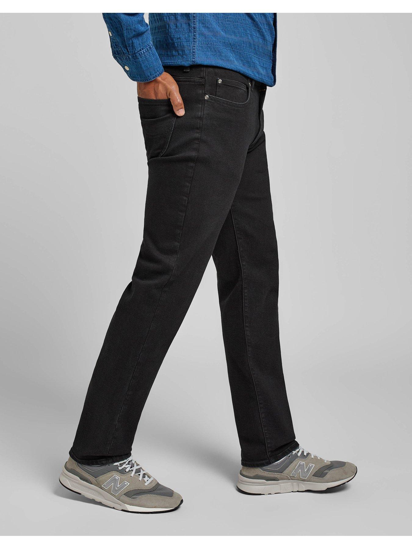  image of lee-extreme-motion-stretch-straight-fit-jeans-black