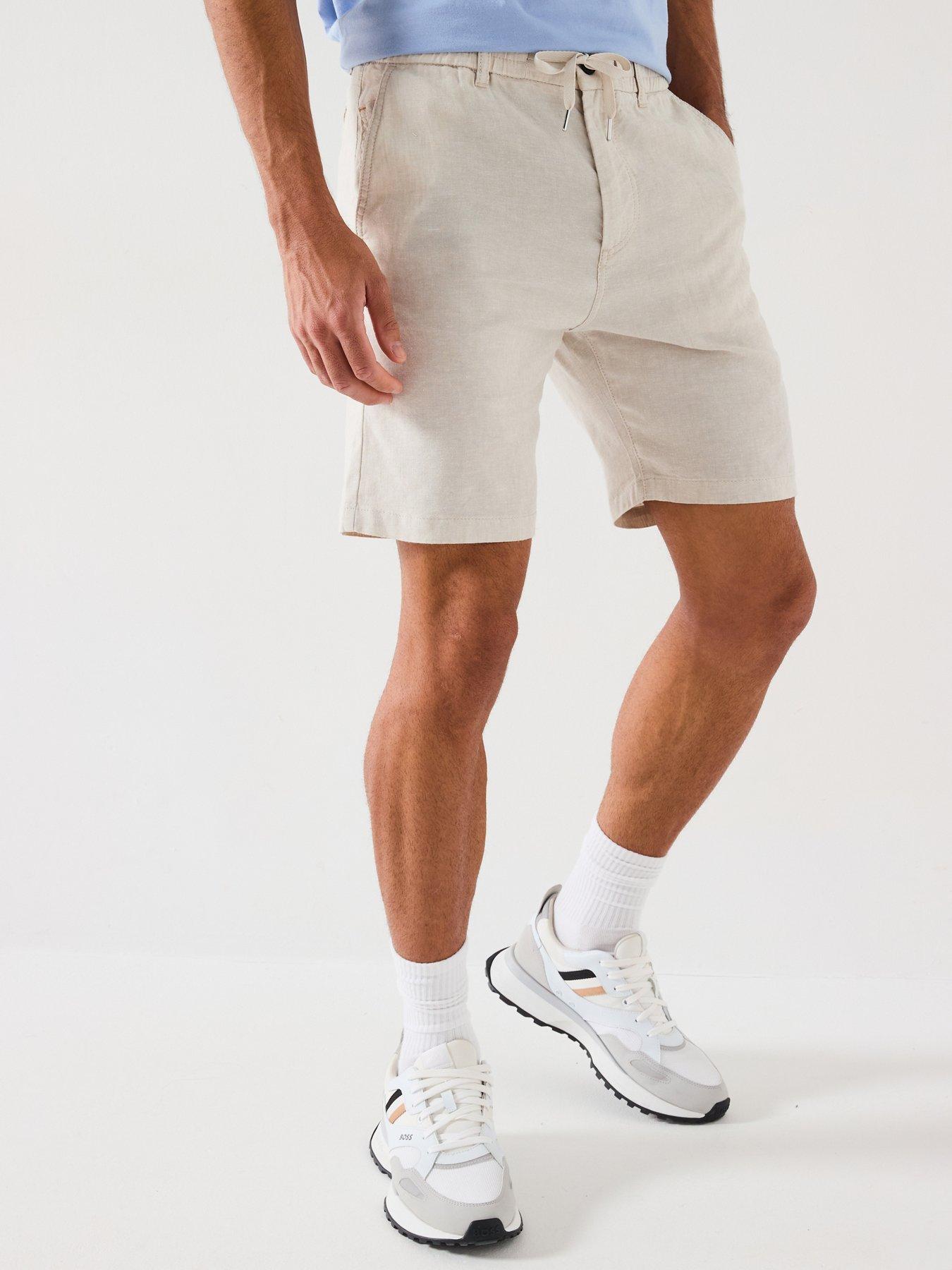boss-tapered-fit-linen-shorts-light-beige