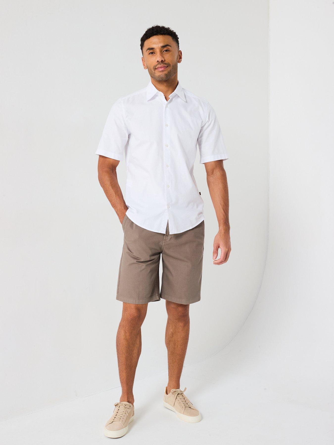  image of boss-straight-fit-shorts-beige