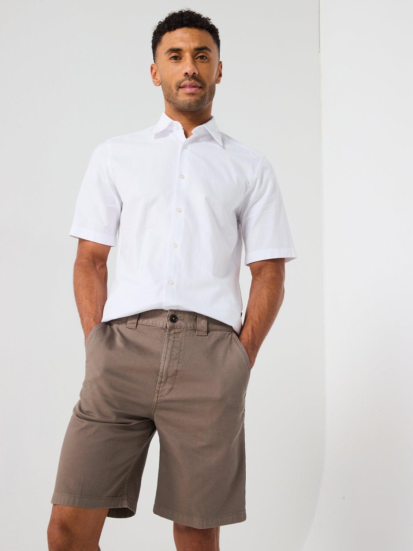  image of boss-straight-fit-shorts-beige