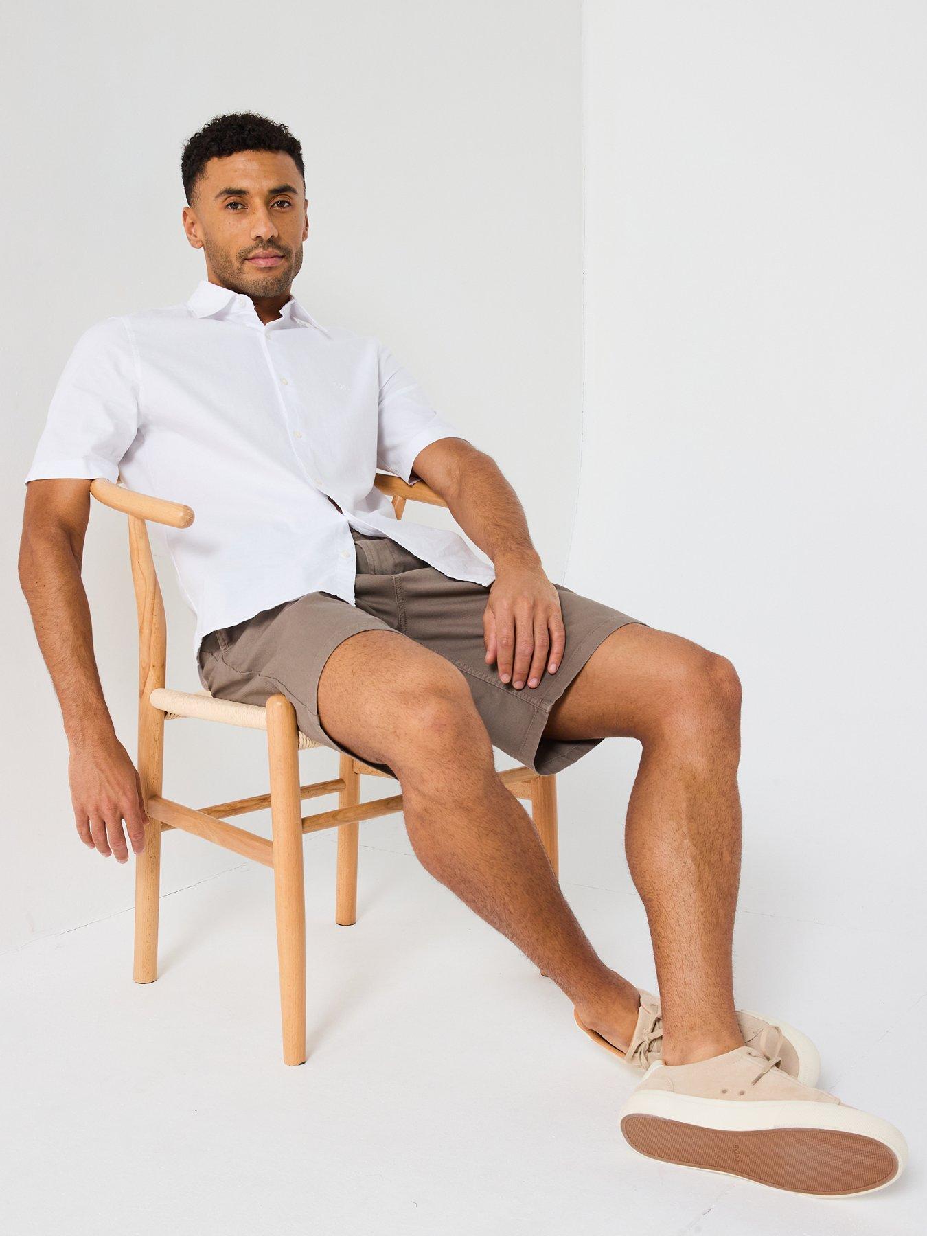  image of boss-straight-fit-shorts-beige