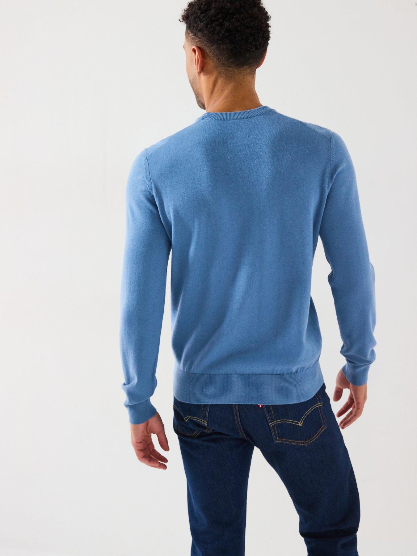  image of boss-kanovano_s-knitted-crew-neck-regular-fit-jumper-light-blue