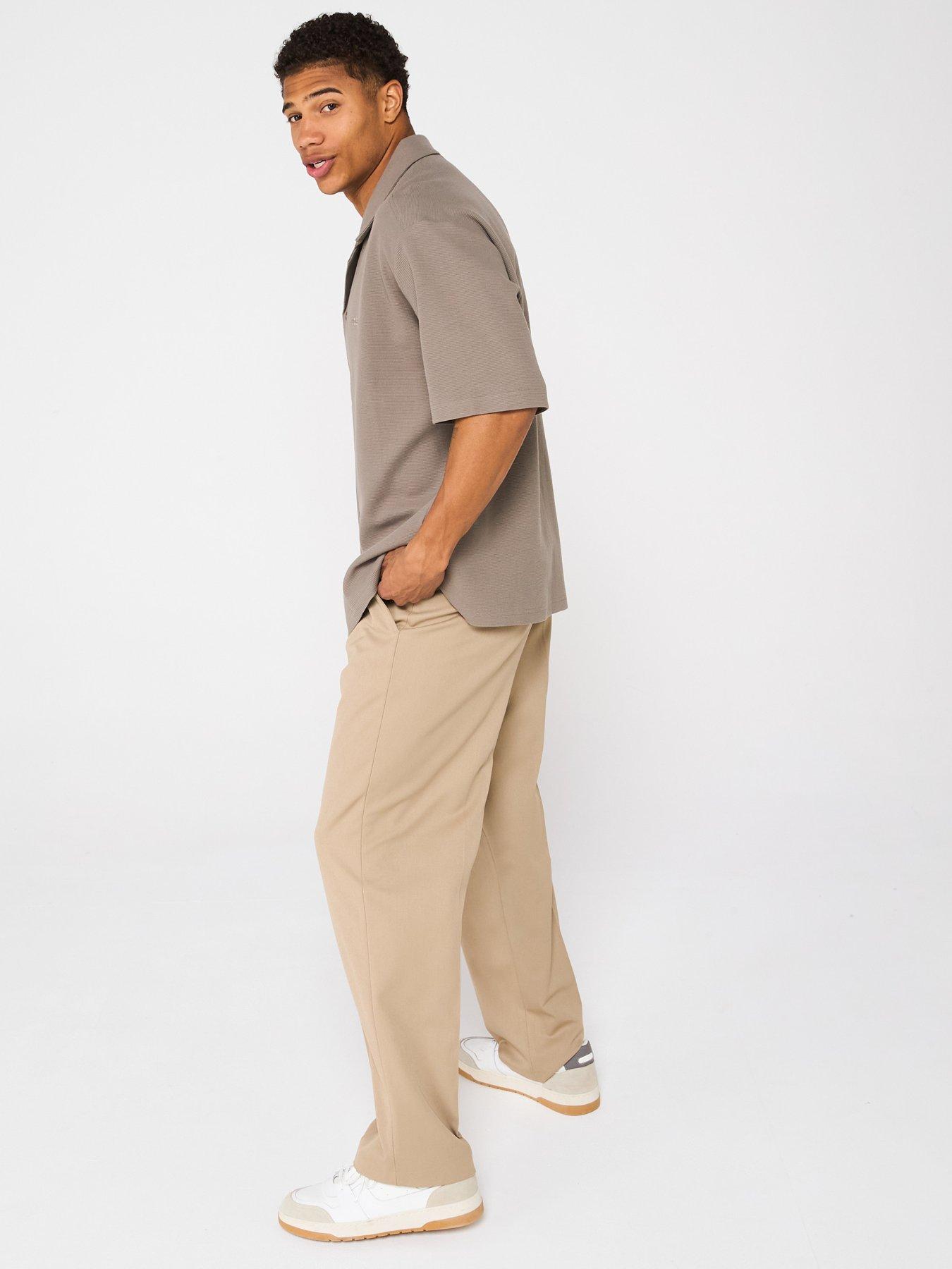  image of boss-waffle-texture-shirt-light-beige