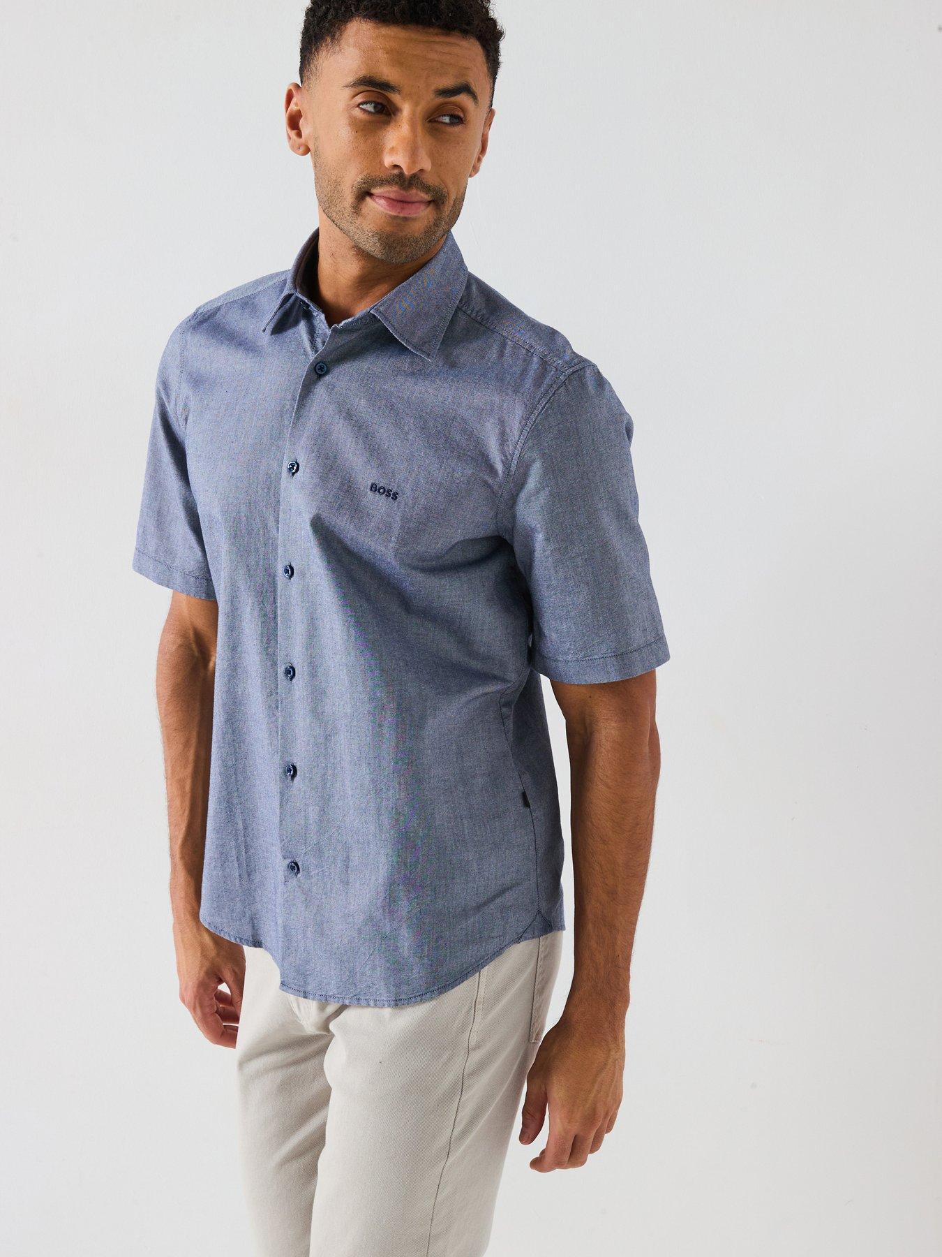  image of boss-rash-short-sleeve-regular-fit-shirt-navy