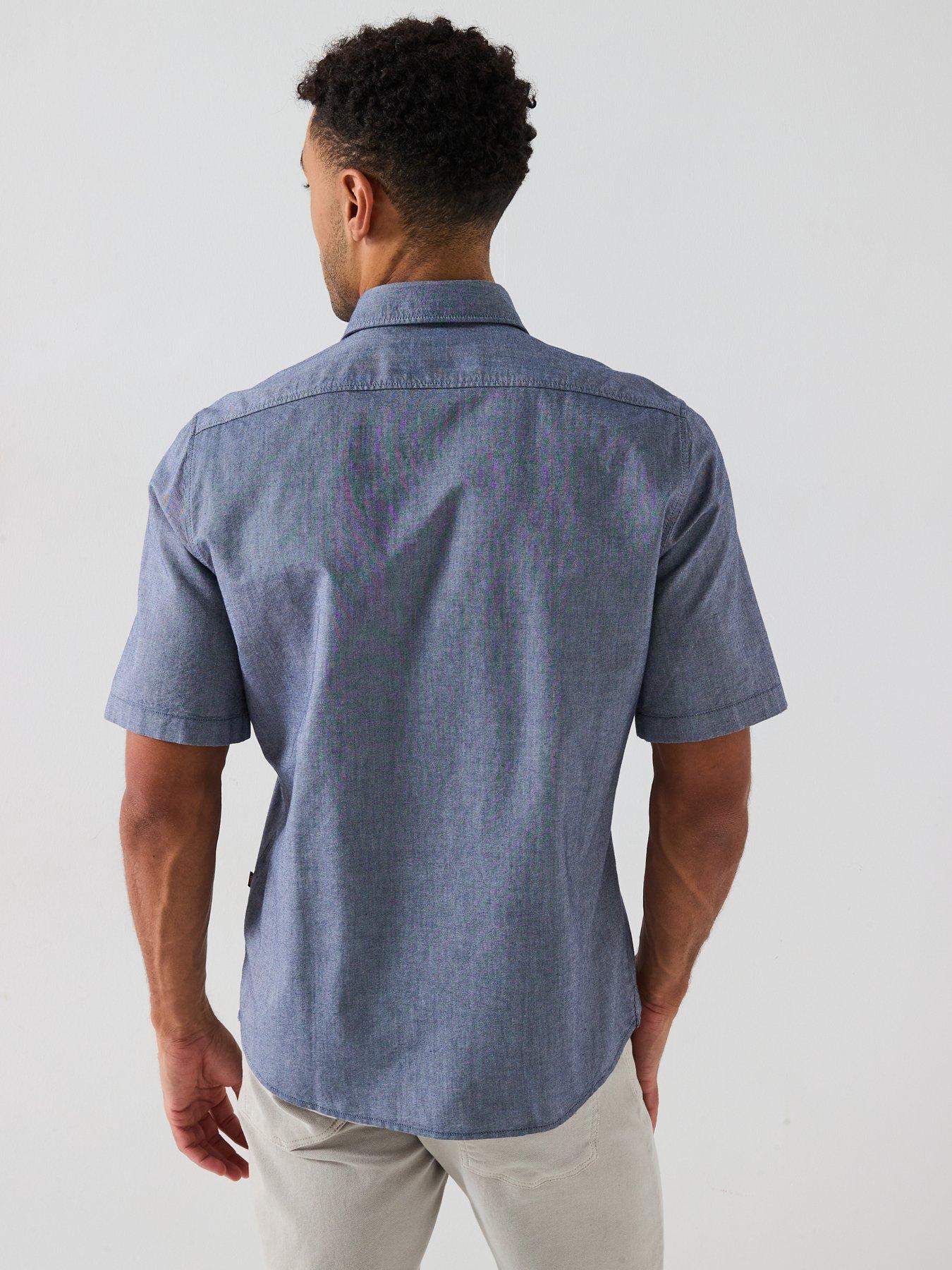  image of boss-rash-short-sleeve-regular-fit-shirt-navy