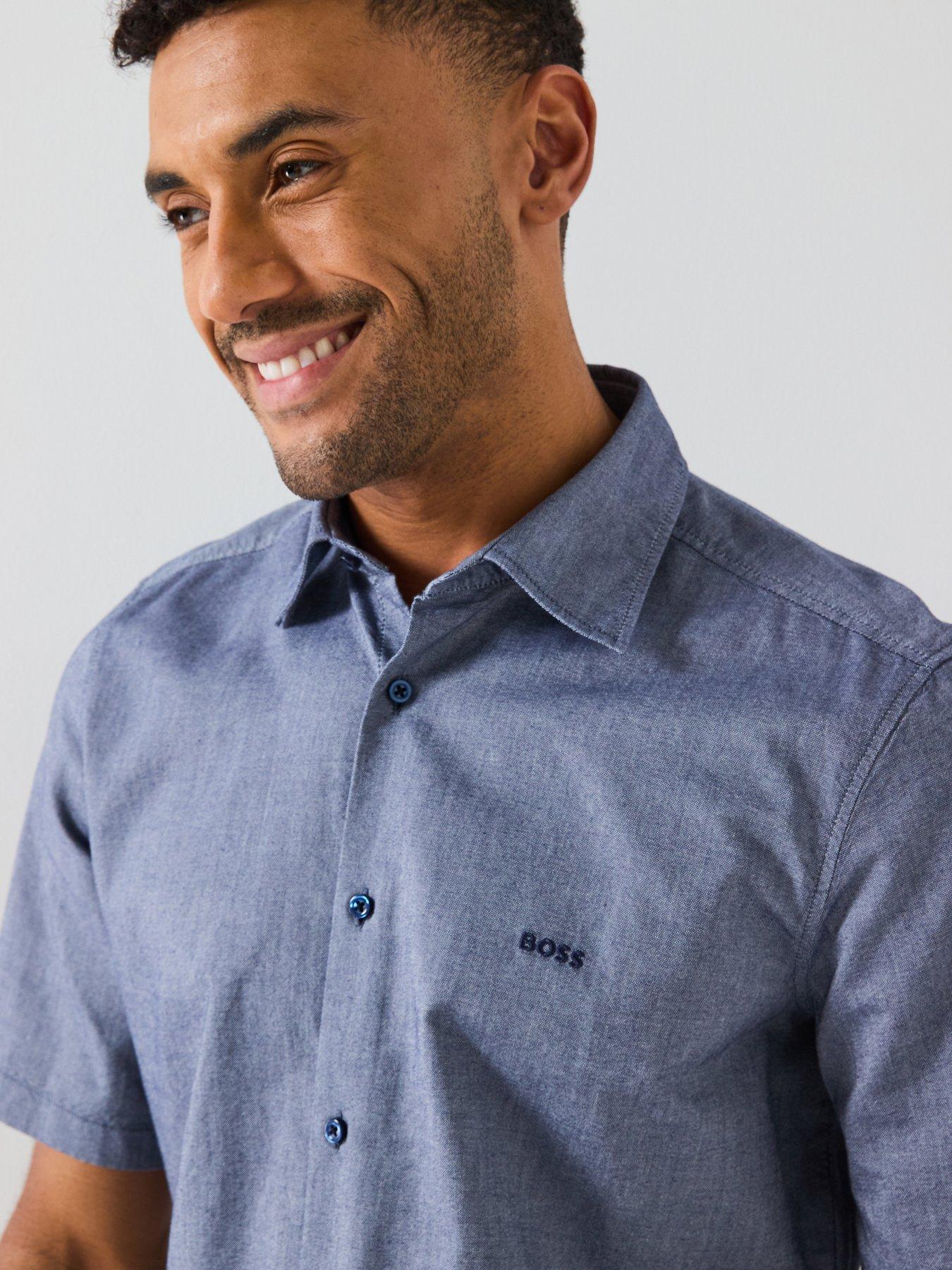  image of boss-rash-short-sleeve-regular-fit-shirt-navy