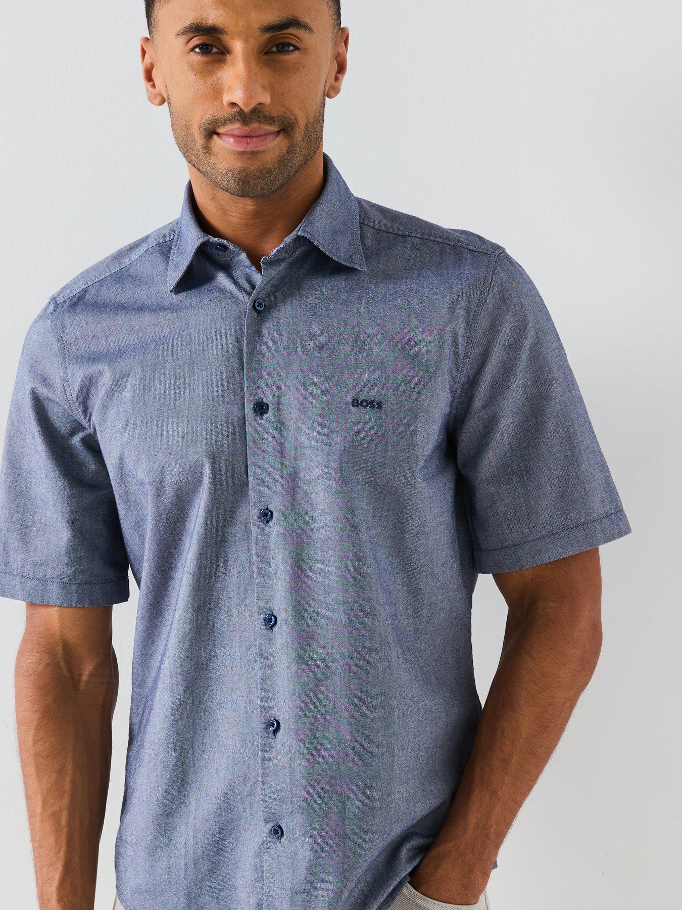  image of boss-rash-short-sleeve-regular-fit-shirt-navy