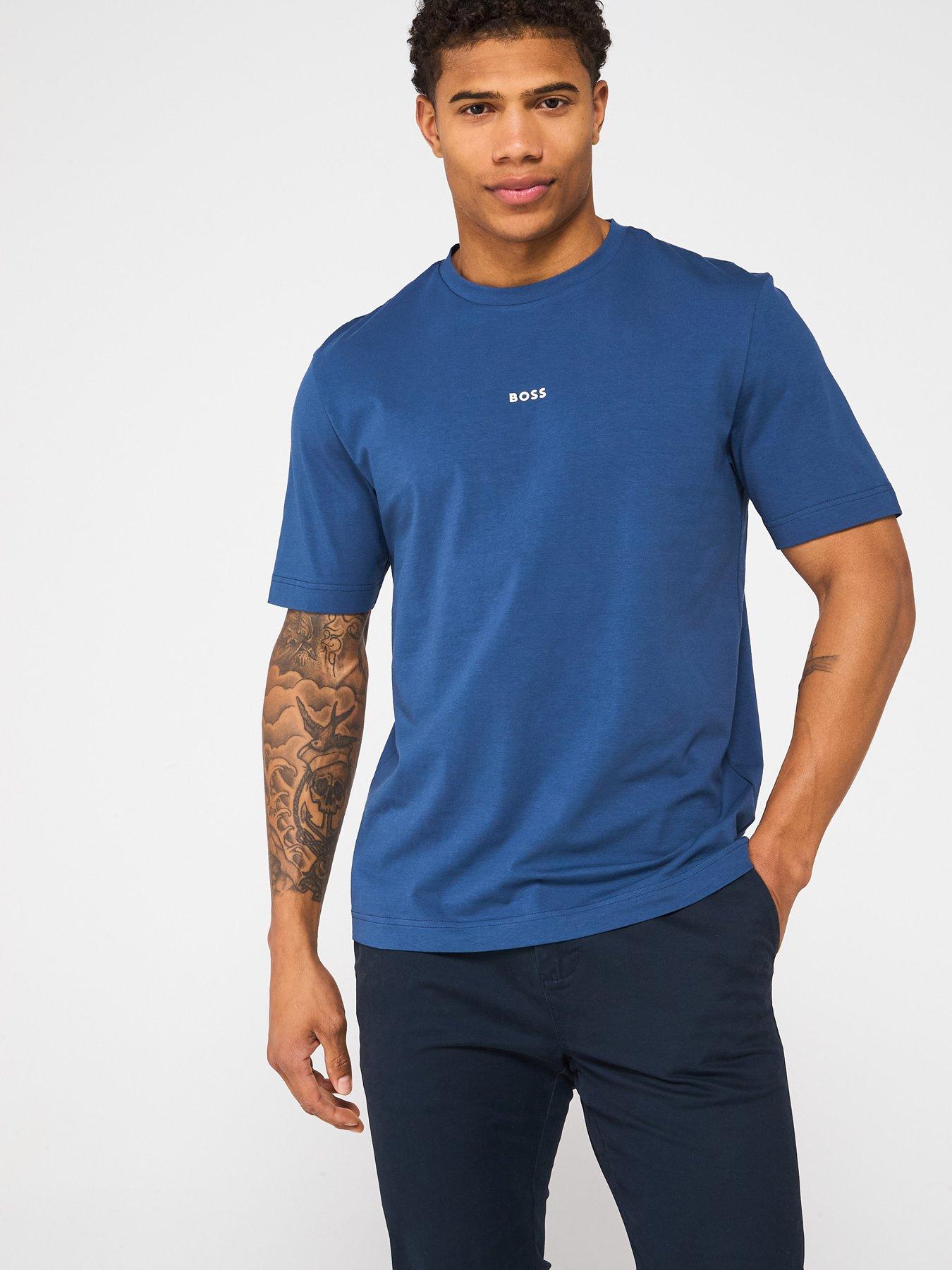  image of boss-tchup-centre-logo-relaxed-fit-t-shirt-dark-blue
