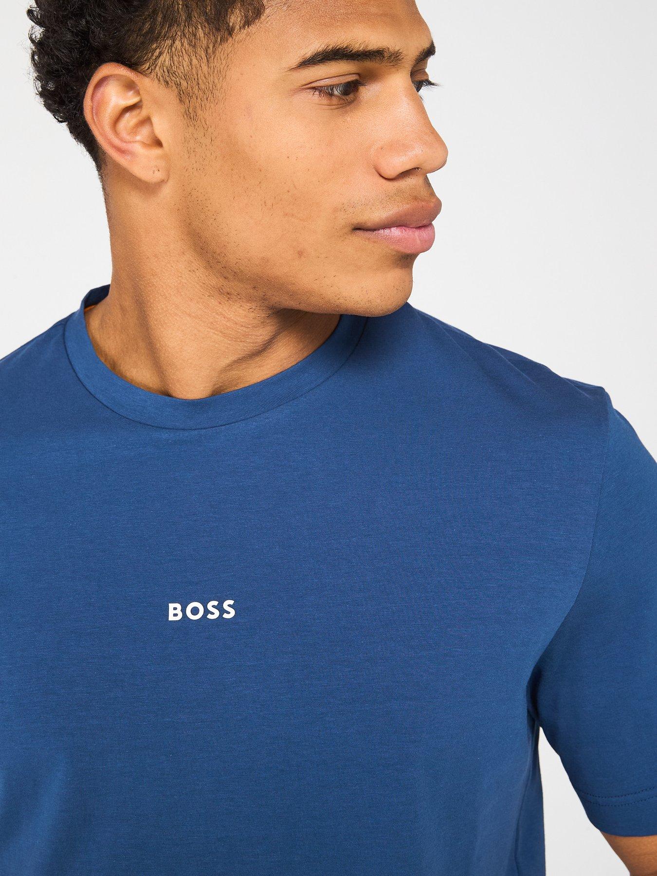  image of boss-tchup-centre-logo-relaxed-fit-t-shirt-dark-blue