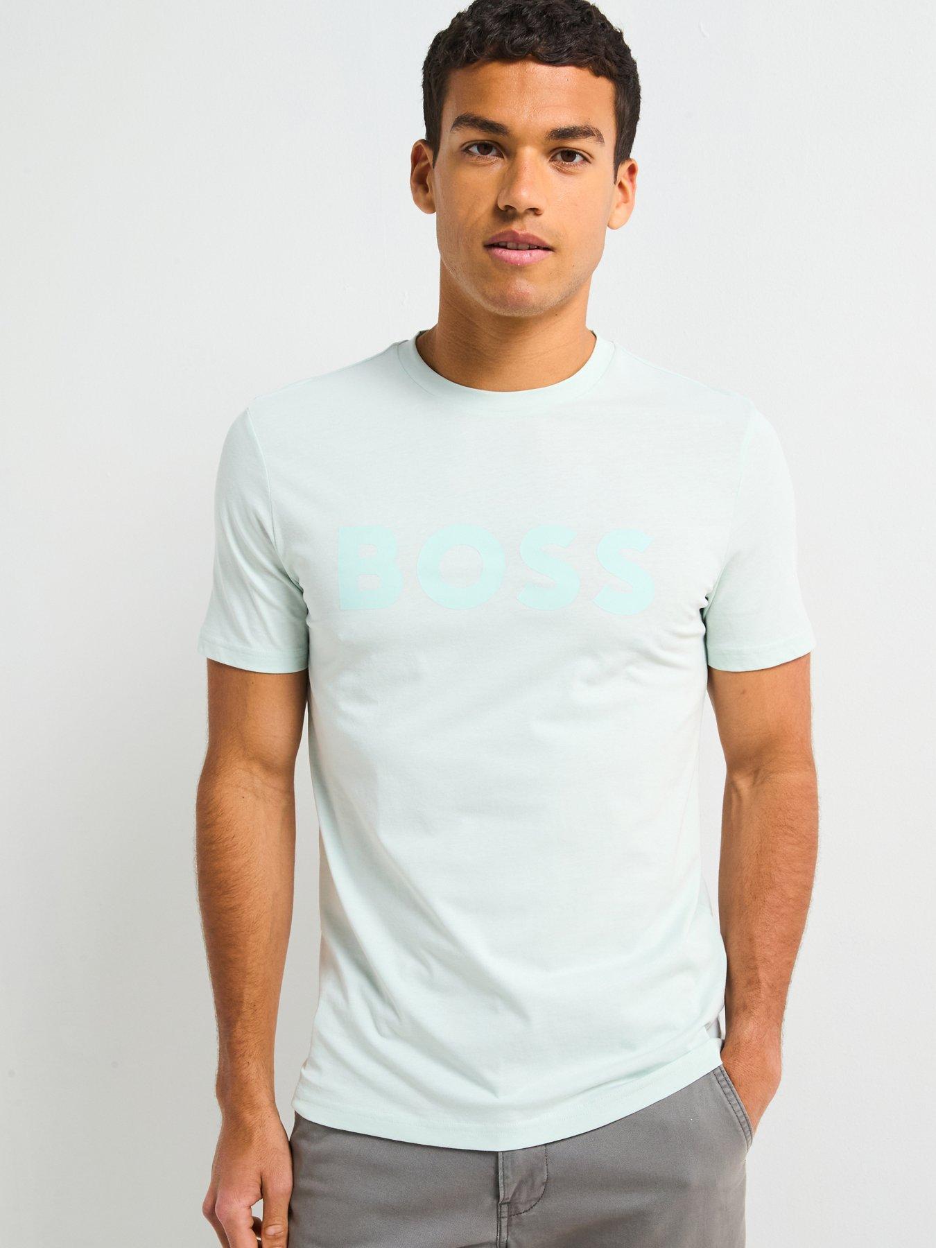 BOSS Thinking 1 Regular Fit Large Logo T-Shirt - Blue