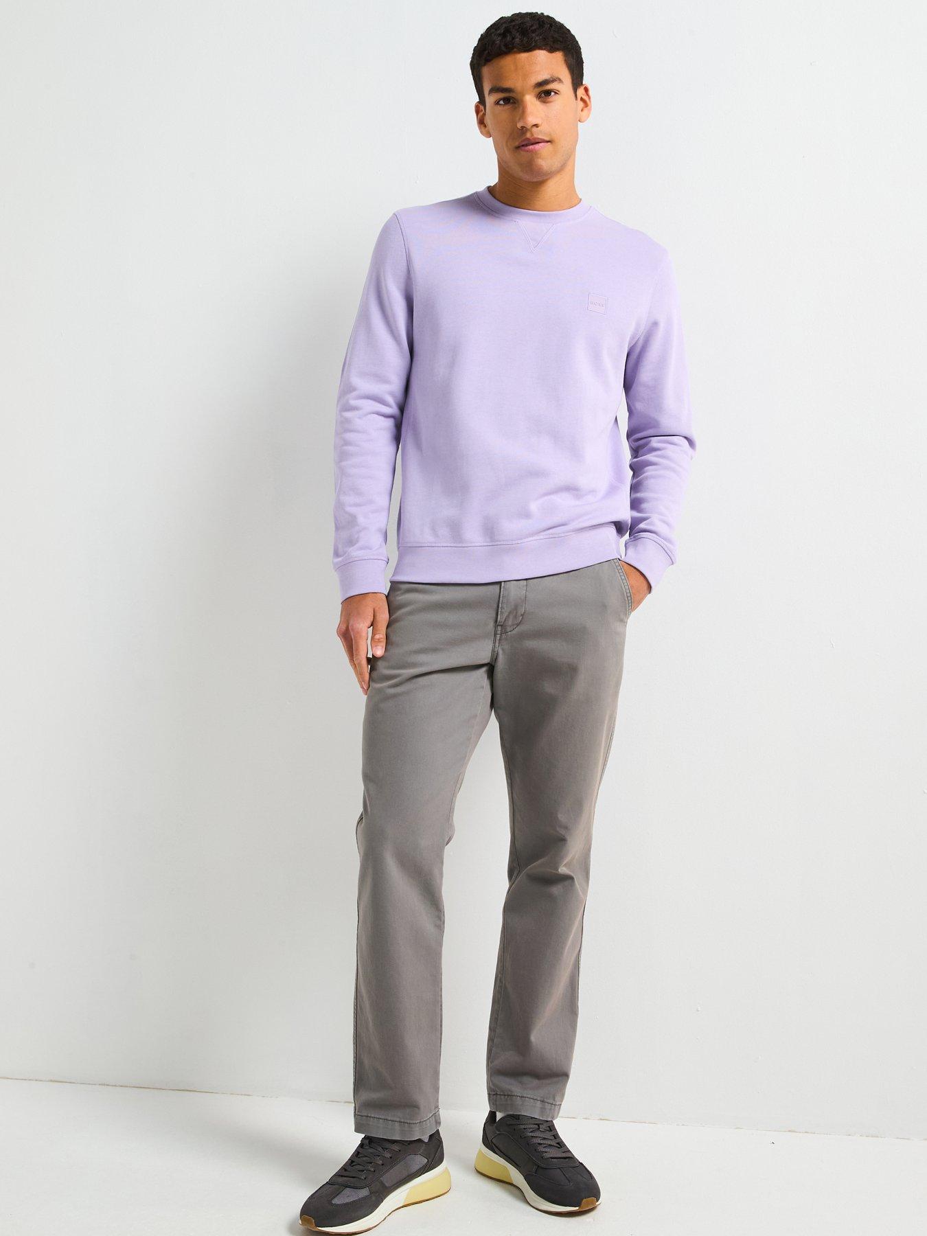  image of boss-westart-relaxed-fit-crew-sweatshirt-light-purple