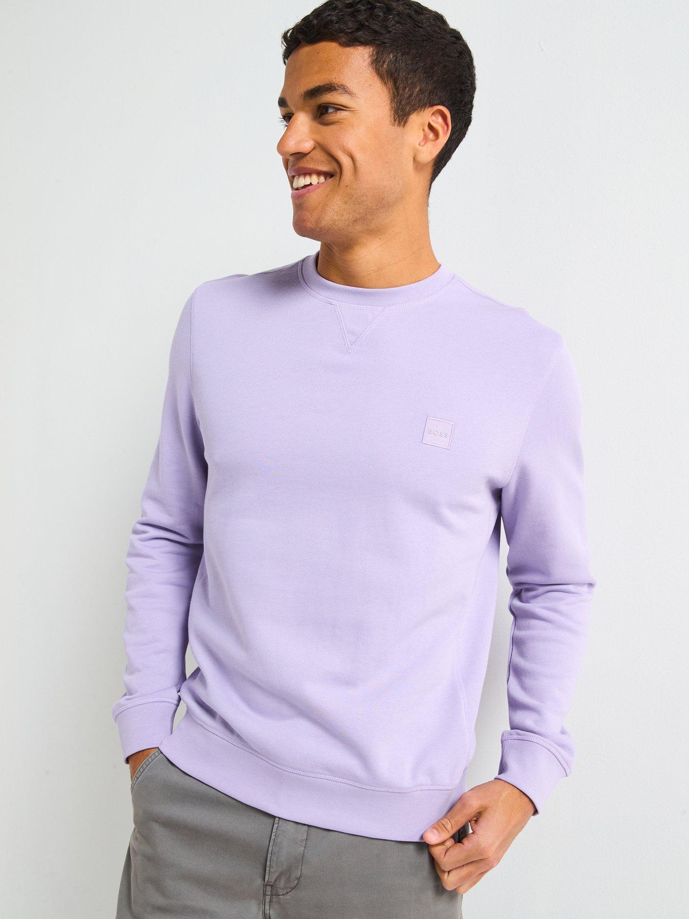  image of boss-westart-relaxed-fit-crew-sweatshirt-light-purple