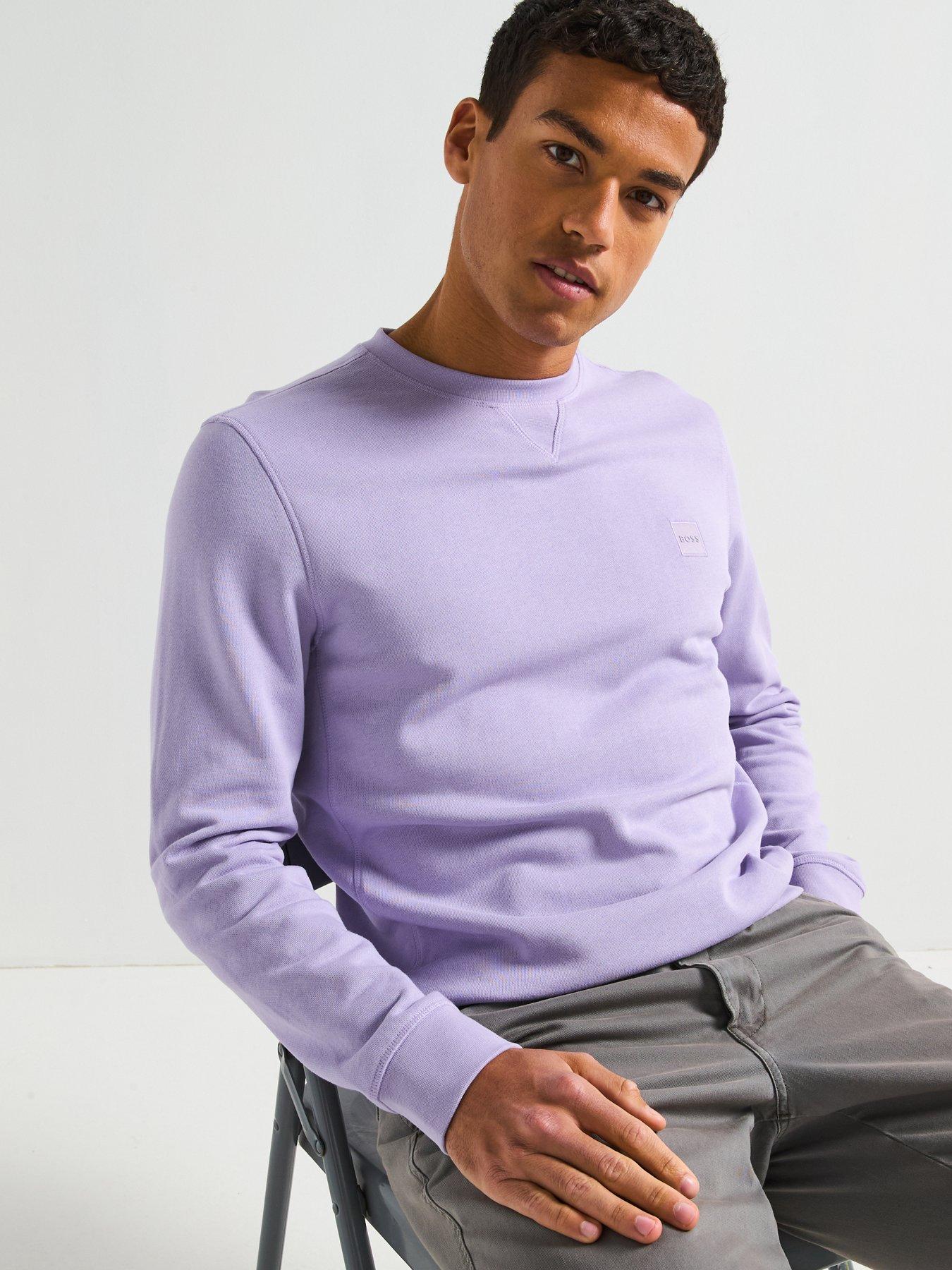  image of boss-westart-relaxed-fit-crew-sweatshirt-light-purple