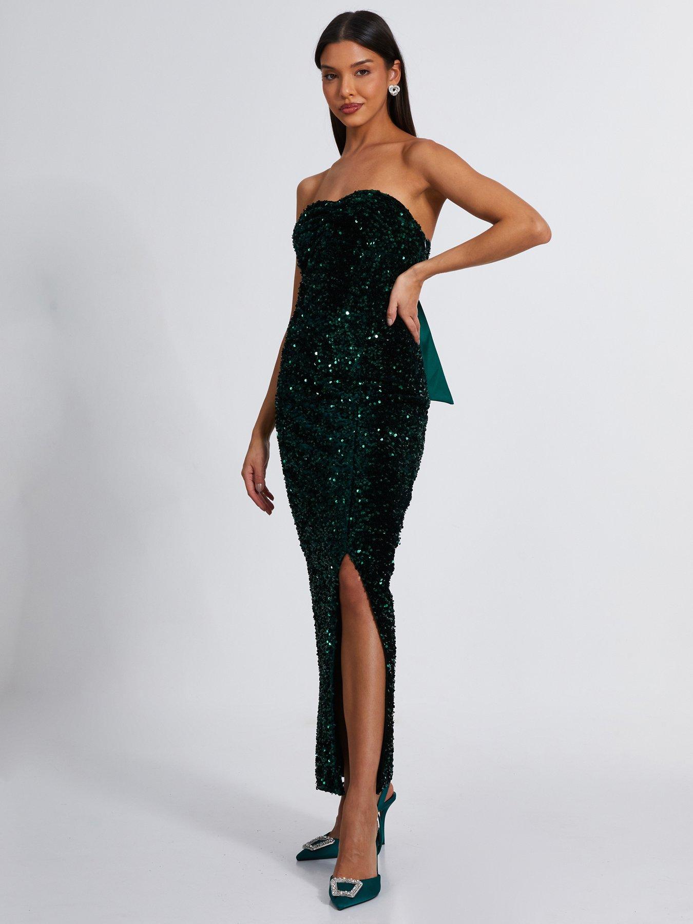 quiz sequin dress Quiz Bottle Green Sequin Midaxi Dress