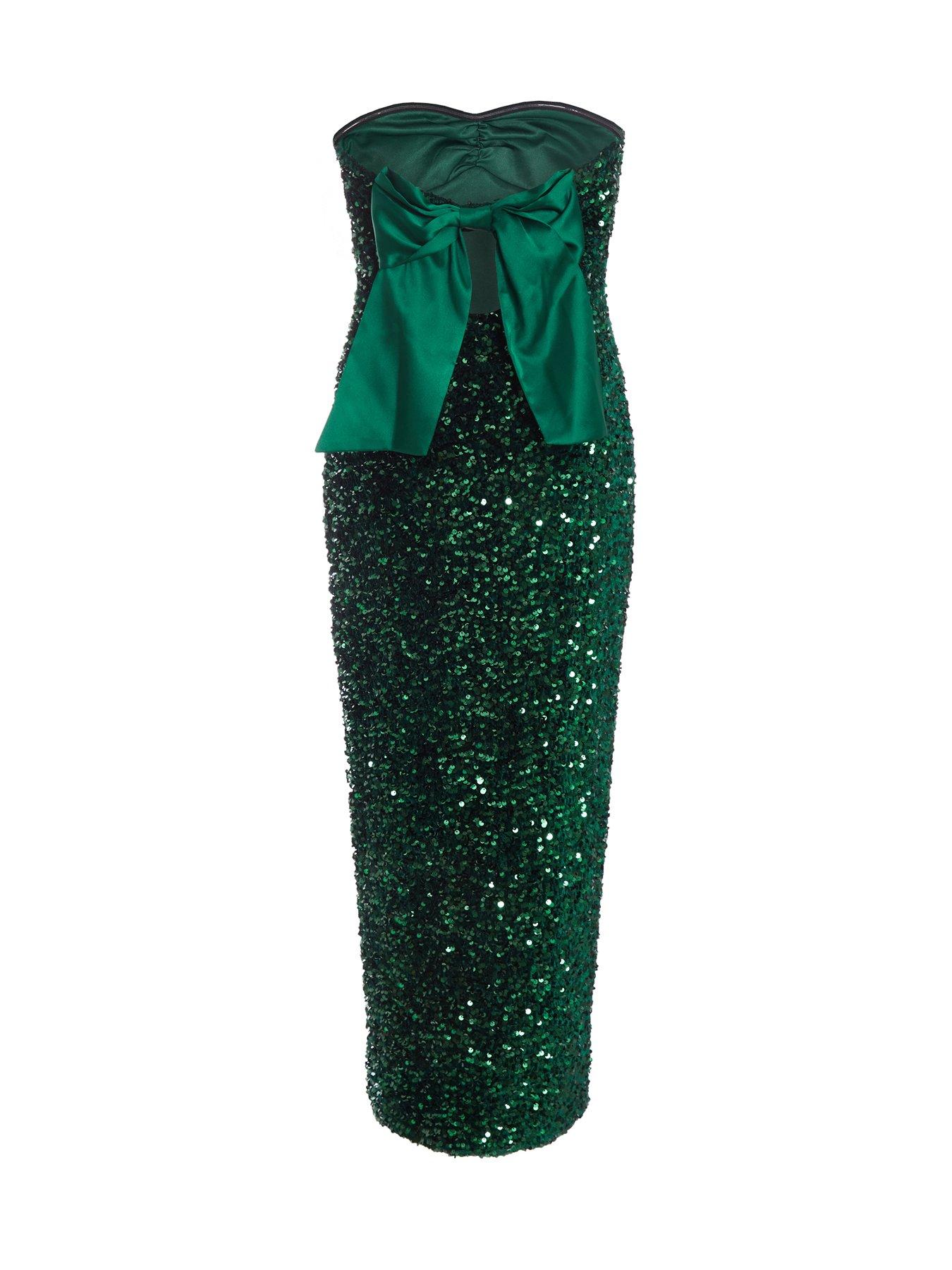 green emerald velvet dress Ashley Lauren 4519 Size 8 Black/Emerald Stretch Sequin Cocktail Dress Fitted Short V Neckline Corset main image 1